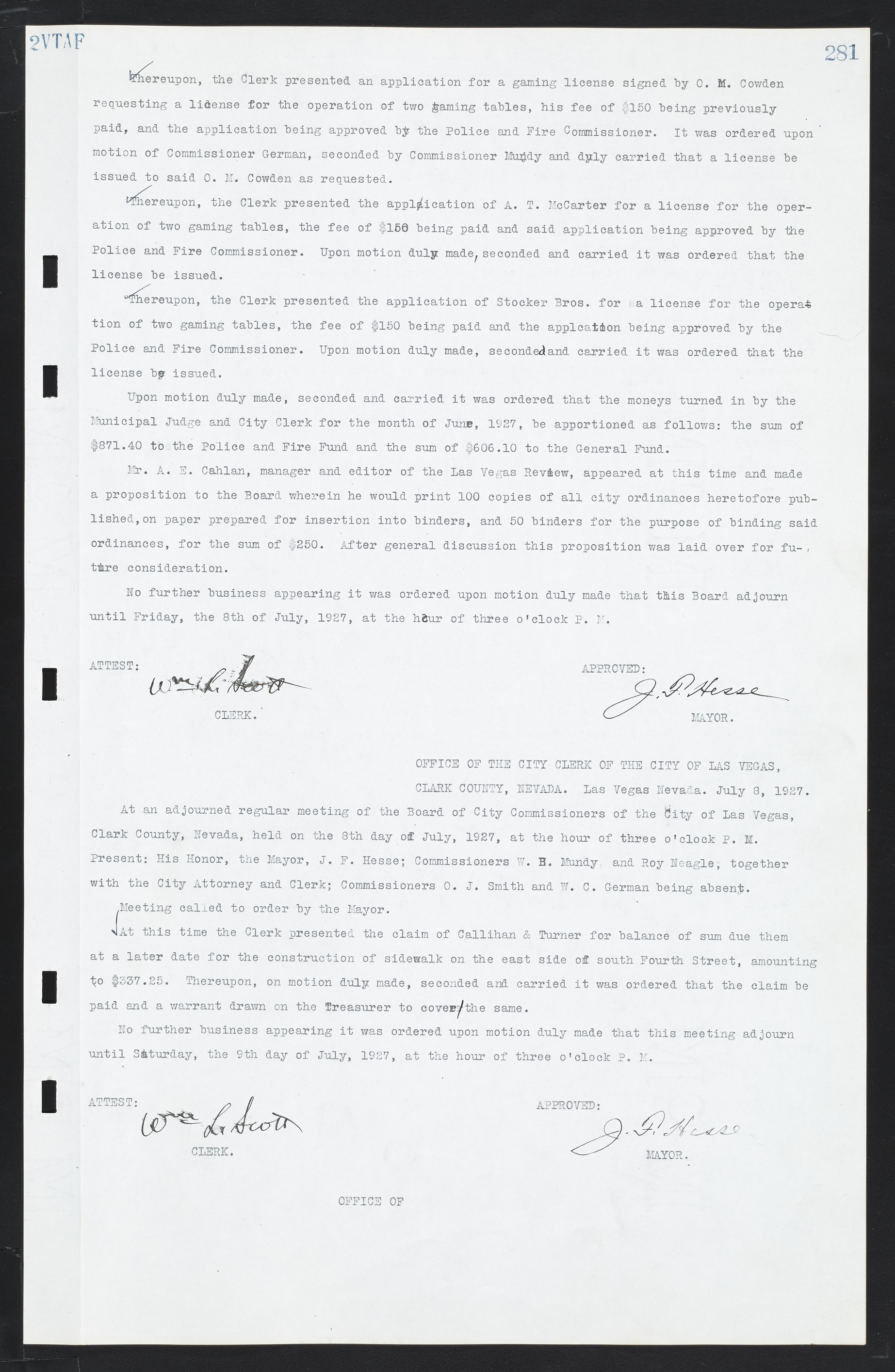 Las Vegas City Commission Minutes, March 1, 1922 to May 10, 1929, lvc000002-290
