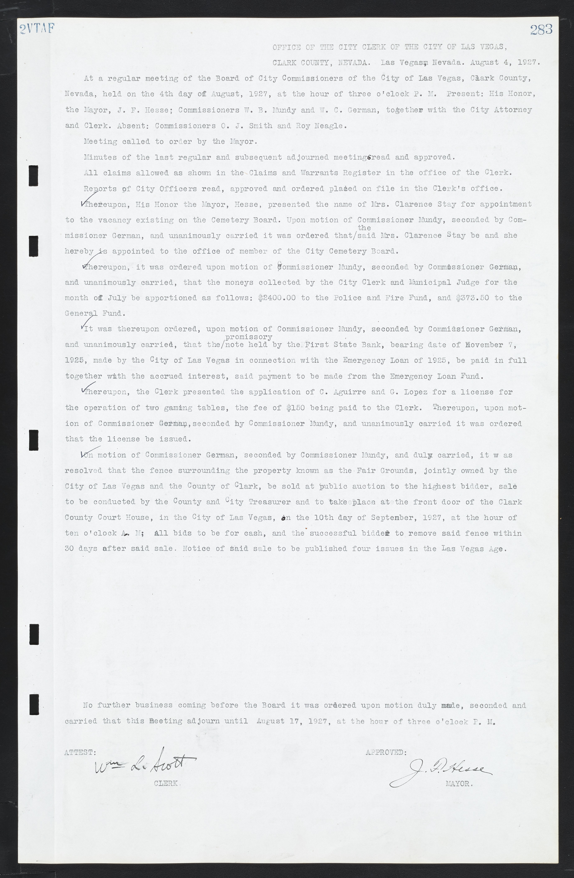 Las Vegas City Commission Minutes, March 1, 1922 to May 10, 1929, lvc000002-292