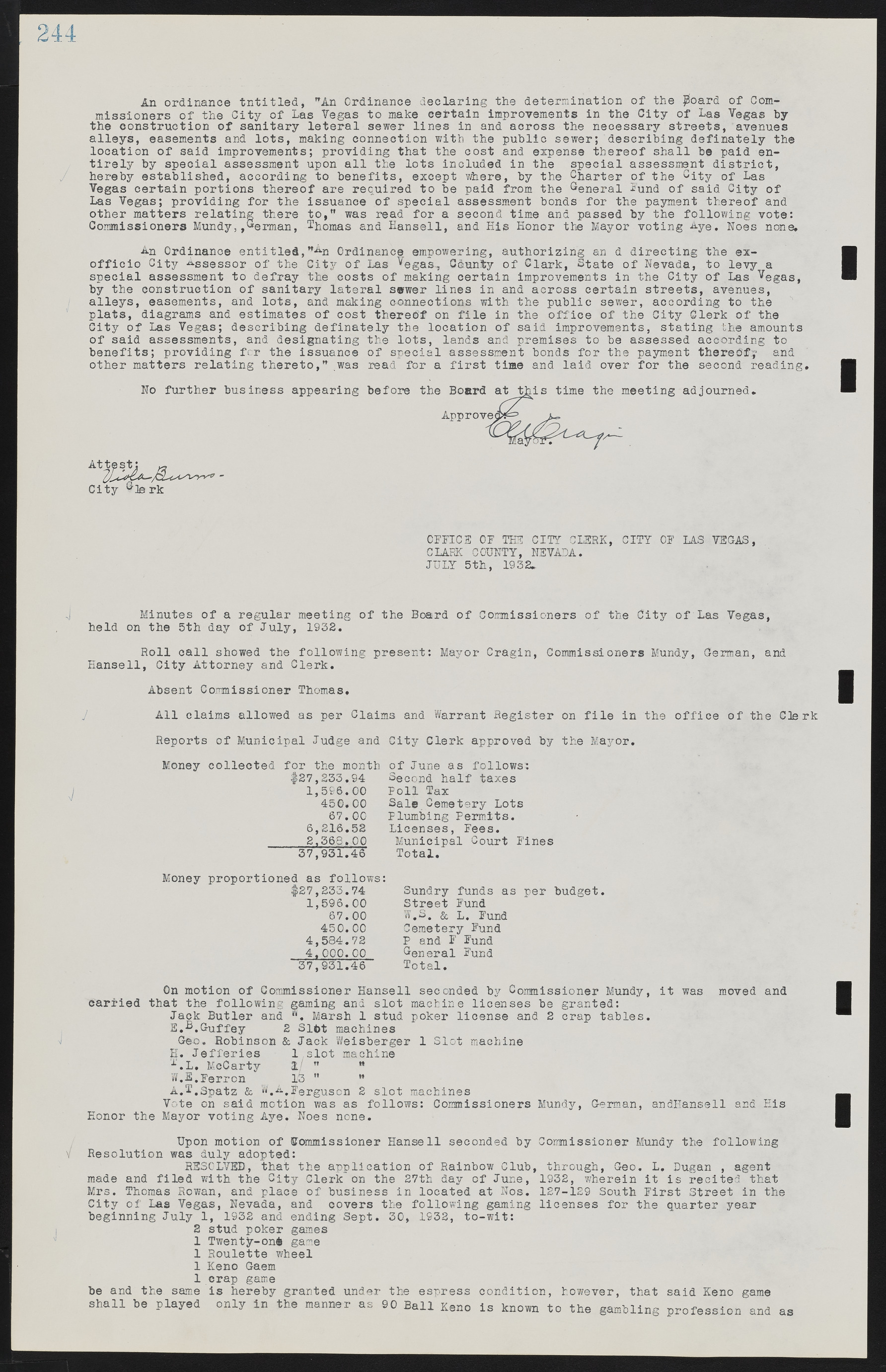 Las Vegas City Commission Minutes, May 14, 1929 to February 11, 1937, lvc000003-250