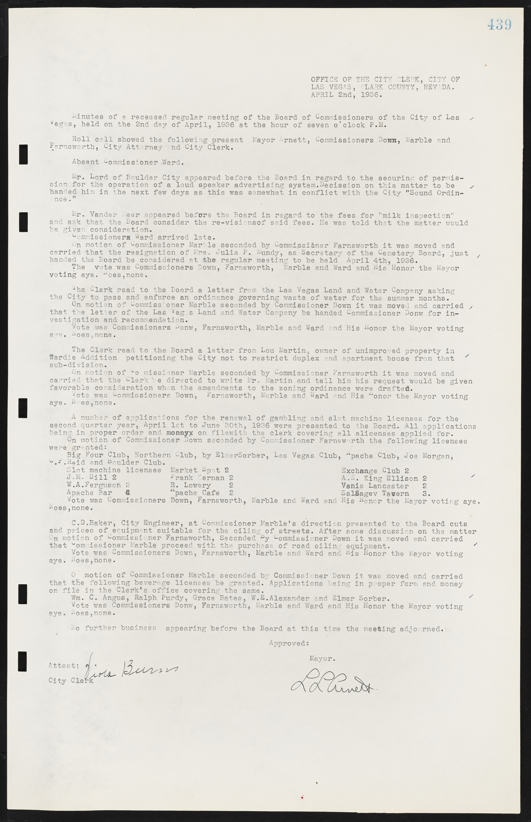 Las Vegas City Commission Minutes, May 14, 1929 to February 11, 1937, lvc000003-446