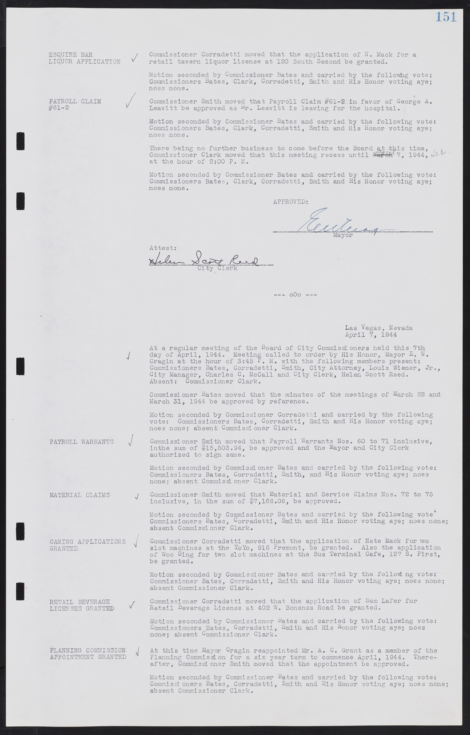 Las Vegas City Commission Minutes, August 11, 1942 to December 30, 1946, lvc000005-168