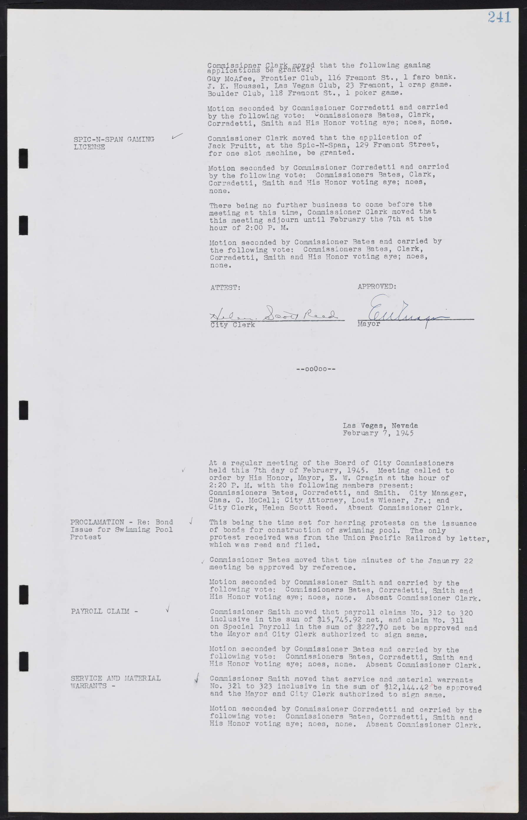 Las Vegas City Commission Minutes, August 11, 1942 to December 30, 1946, lvc000005-263