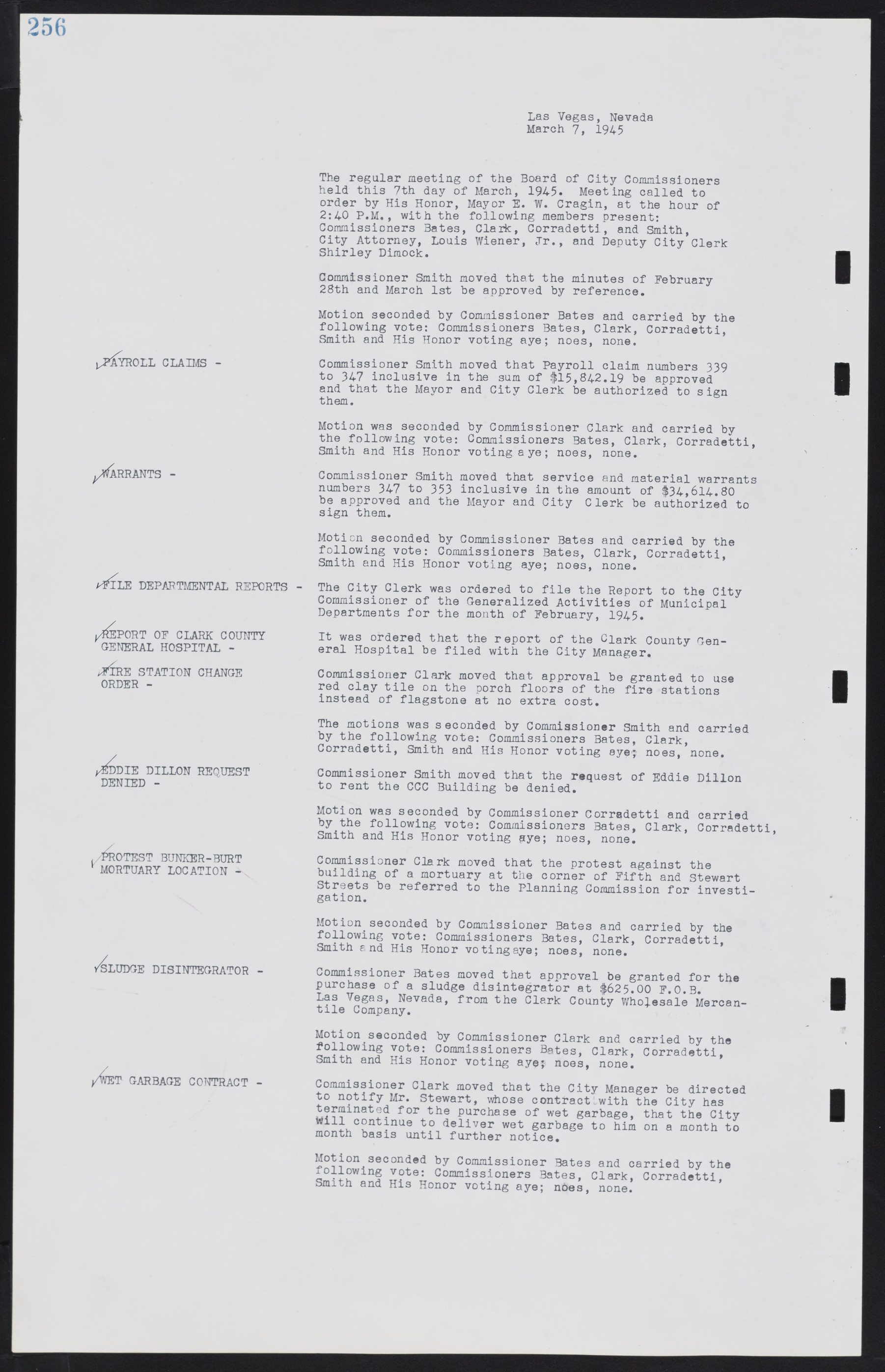 Las Vegas City Commission Minutes, August 11, 1942 to December 30, 1946, lvc000005-278