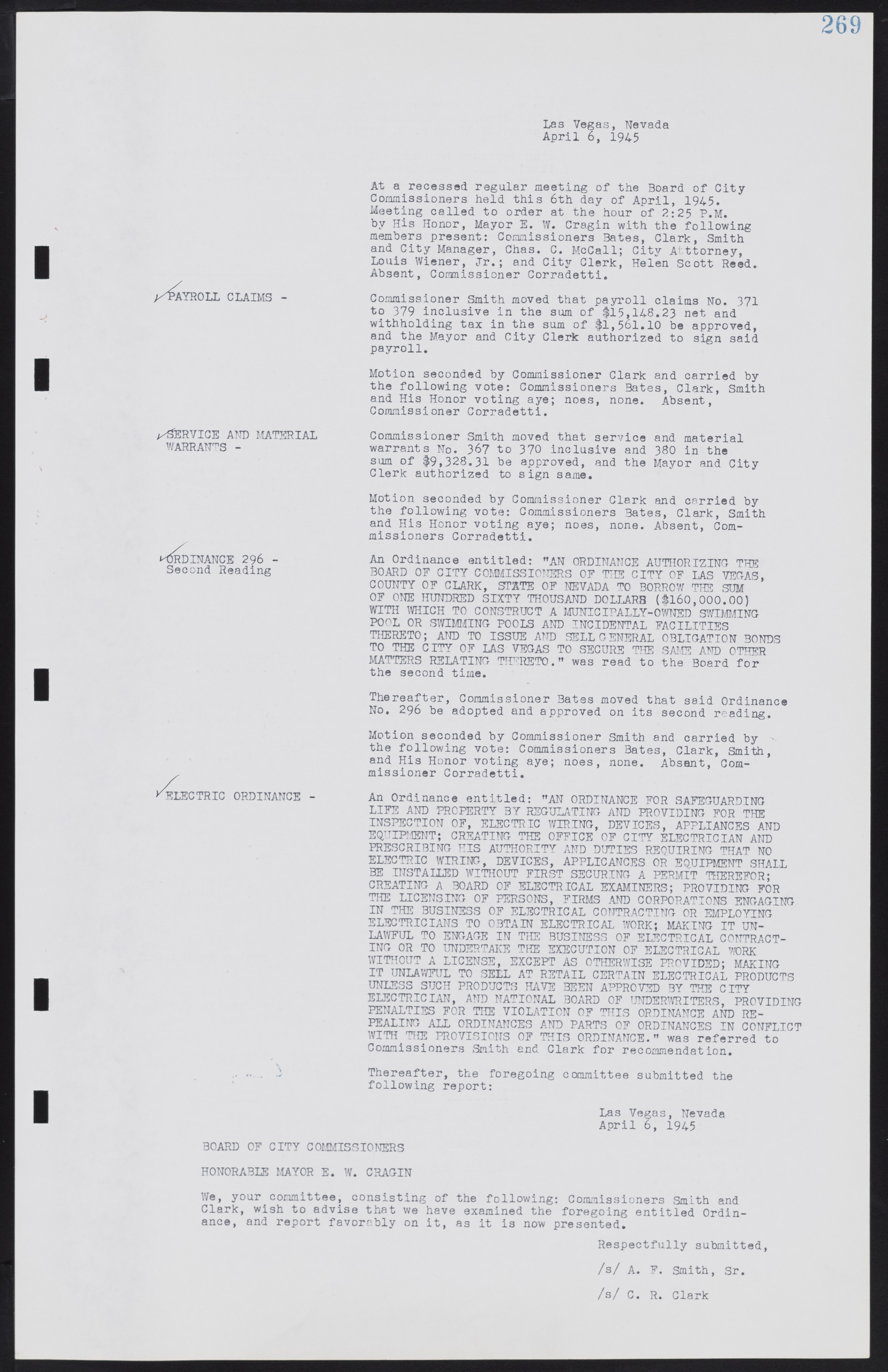 Las Vegas City Commission Minutes, August 11, 1942 to December 30, 1946, lvc000005-291