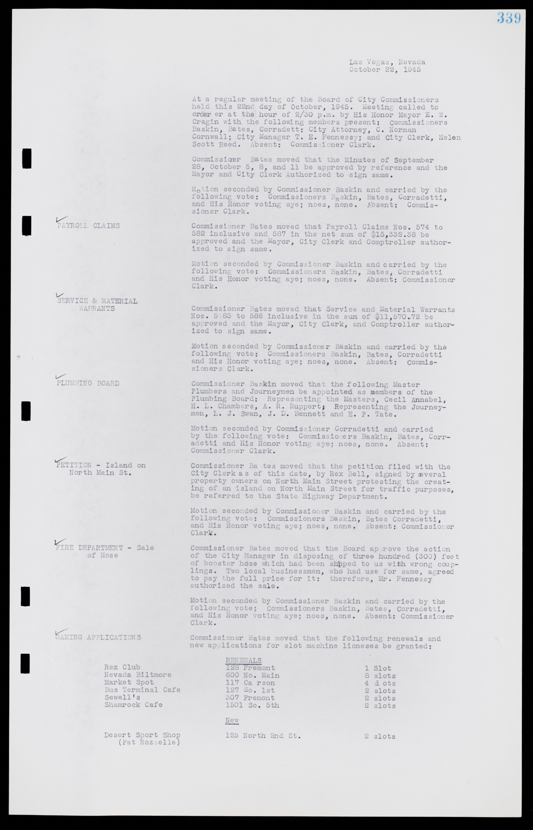 Las Vegas City Commission Minutes, August 11, 1942 to December 30, 1946, lvc000005-364