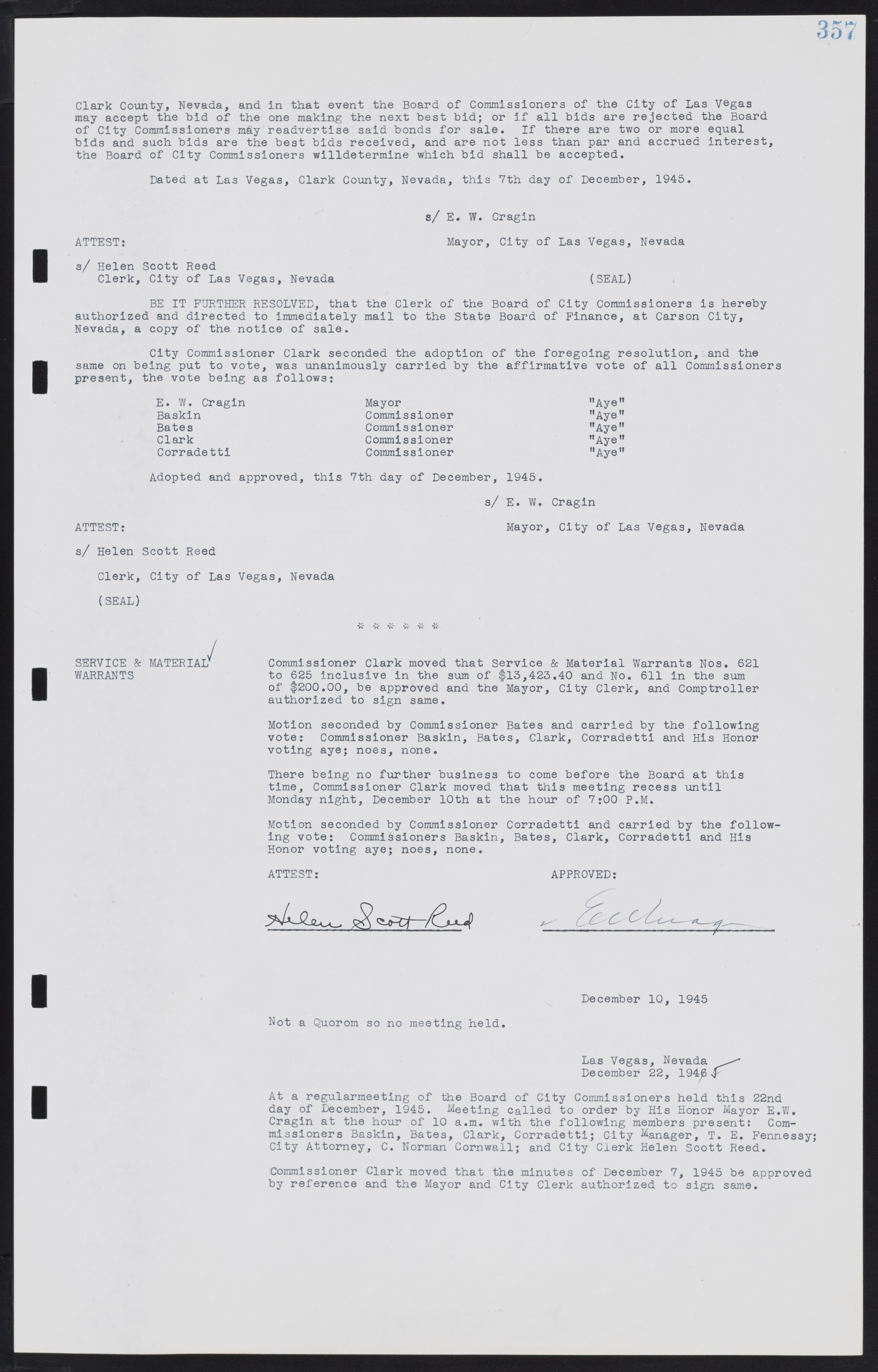 Las Vegas City Commission Minutes, August 11, 1942 to December 30, 1946, lvc000005-382