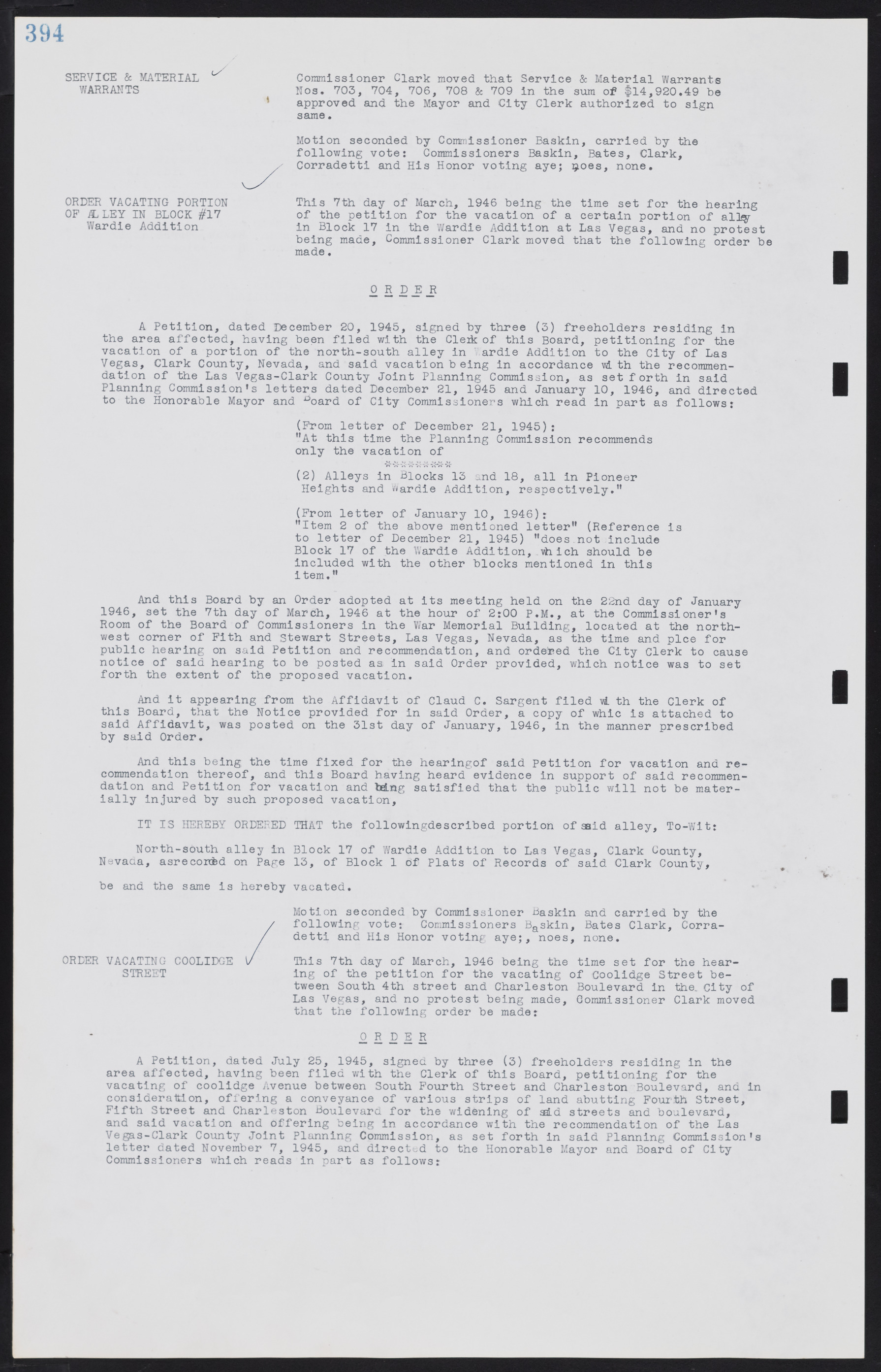 Las Vegas City Commission Minutes, August 11, 1942 to December 30, 1946, lvc000005-421