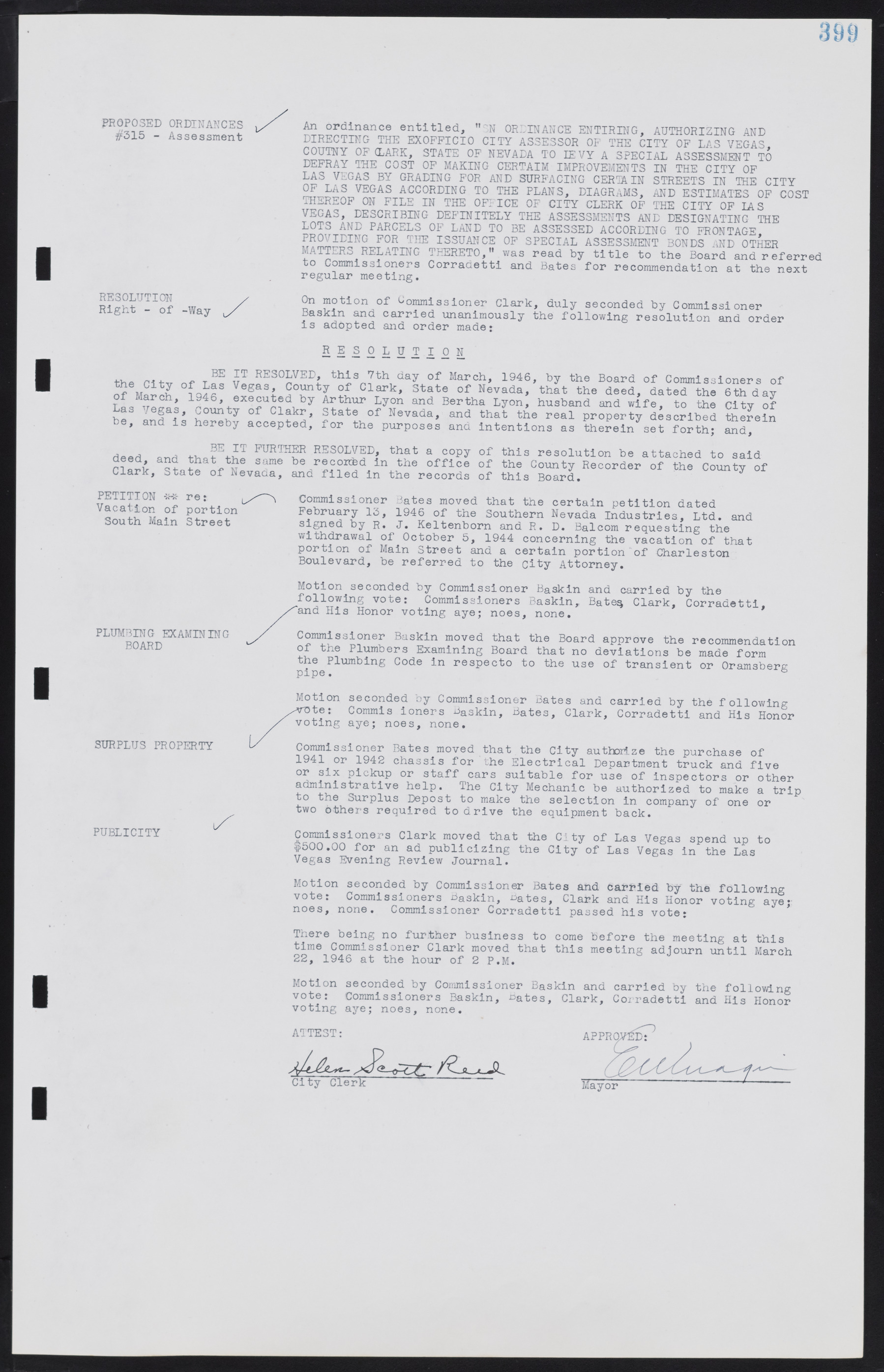 Las Vegas City Commission Minutes, August 11, 1942 to December 30, 1946, lvc000005-426