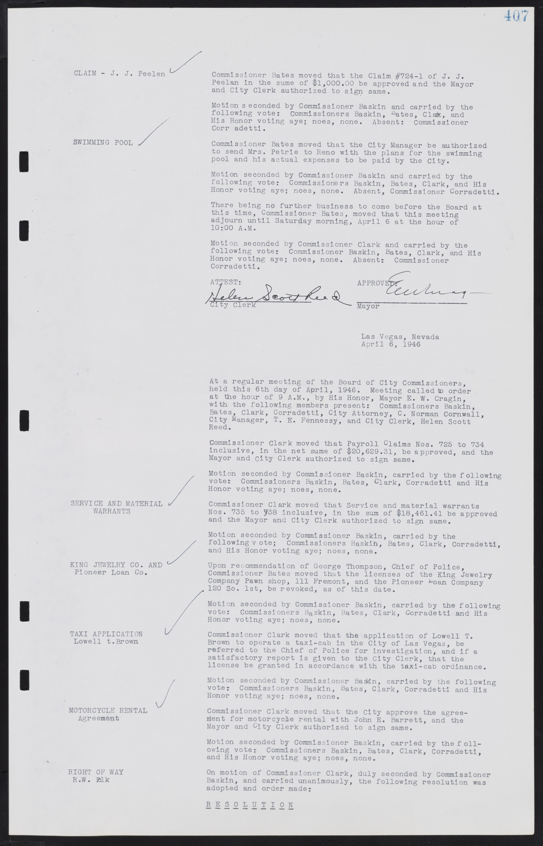 Las Vegas City Commission Minutes, August 11, 1942 to December 30, 1946, lvc000005-434