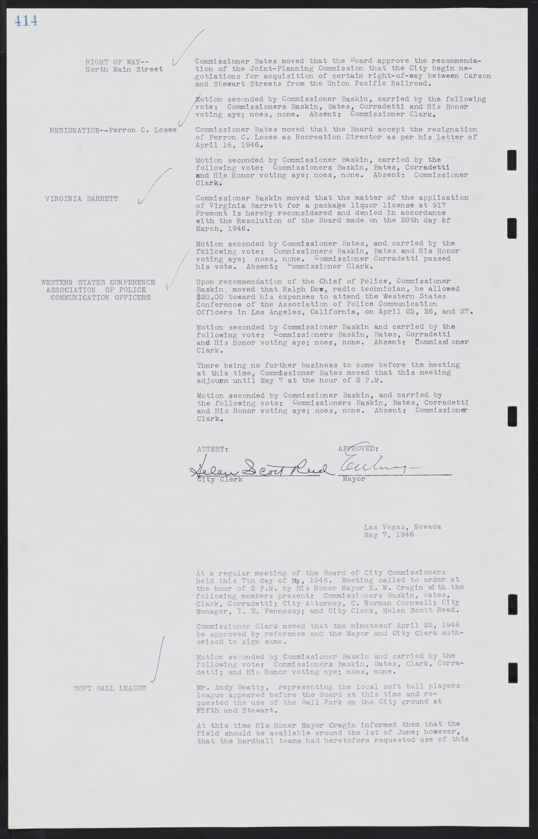 Las Vegas City Commission Minutes, August 11, 1942 to December 30, 1946, lvc000005-442