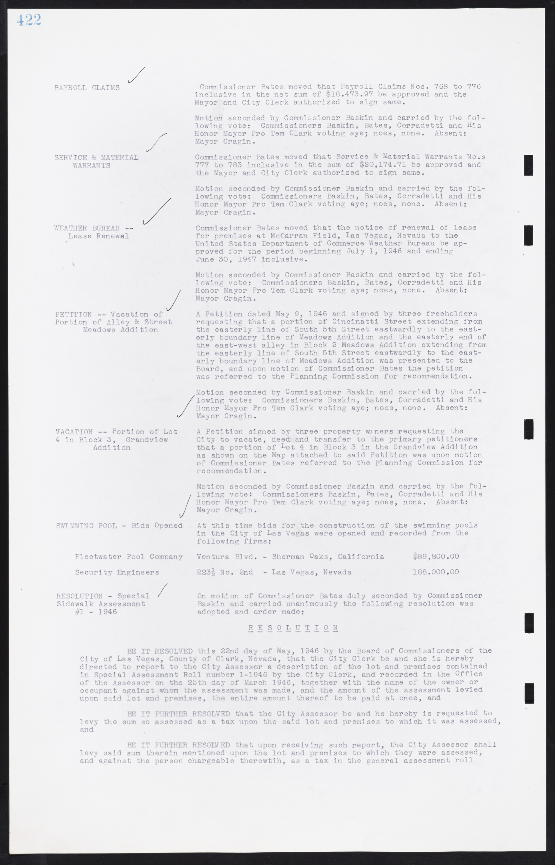 Las Vegas City Commission Minutes, August 11, 1942 to December 30, 1946, lvc000005-450