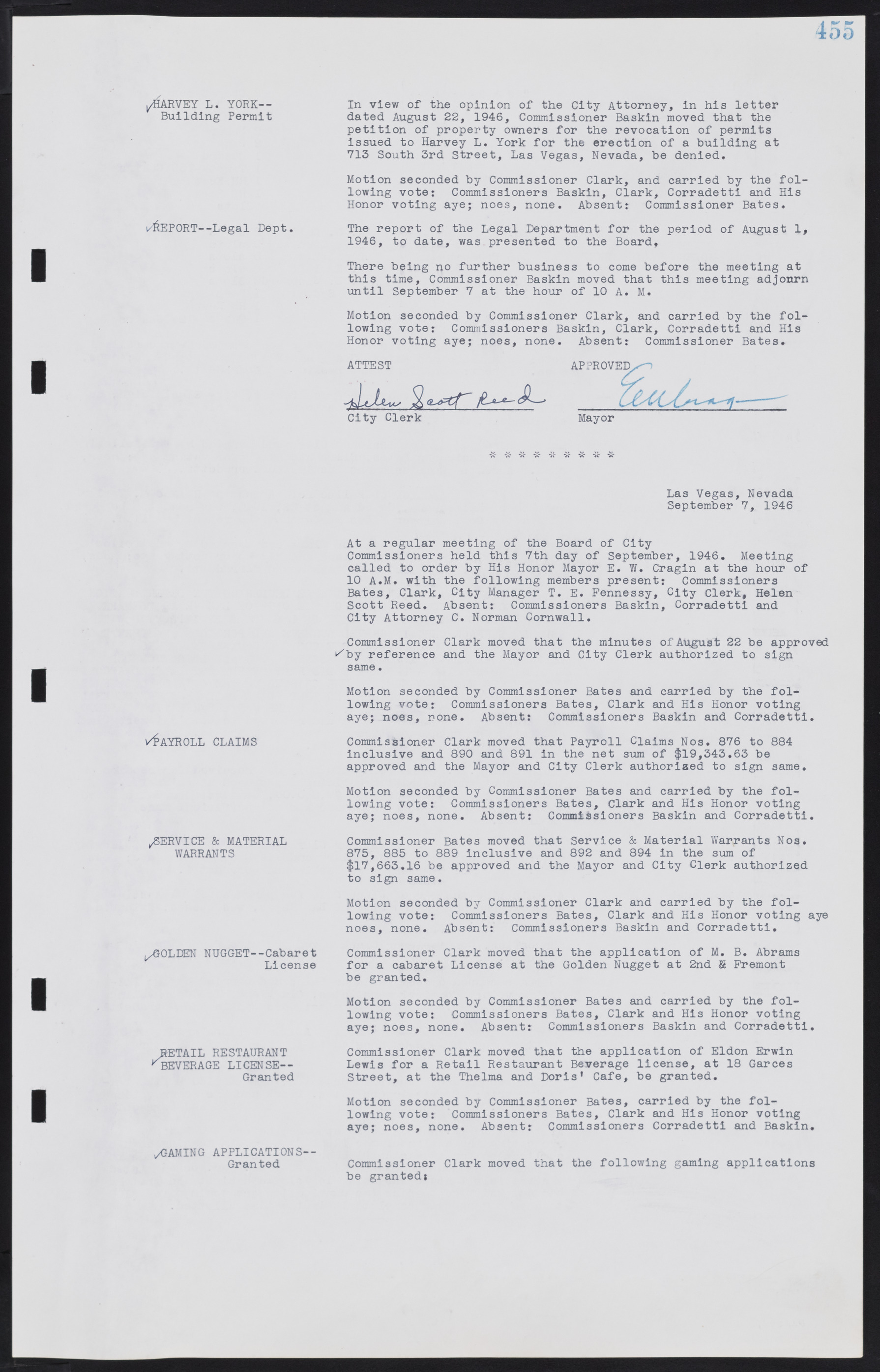 Las Vegas City Commission Minutes, August 11, 1942 to December 30, 1946, lvc000005-486