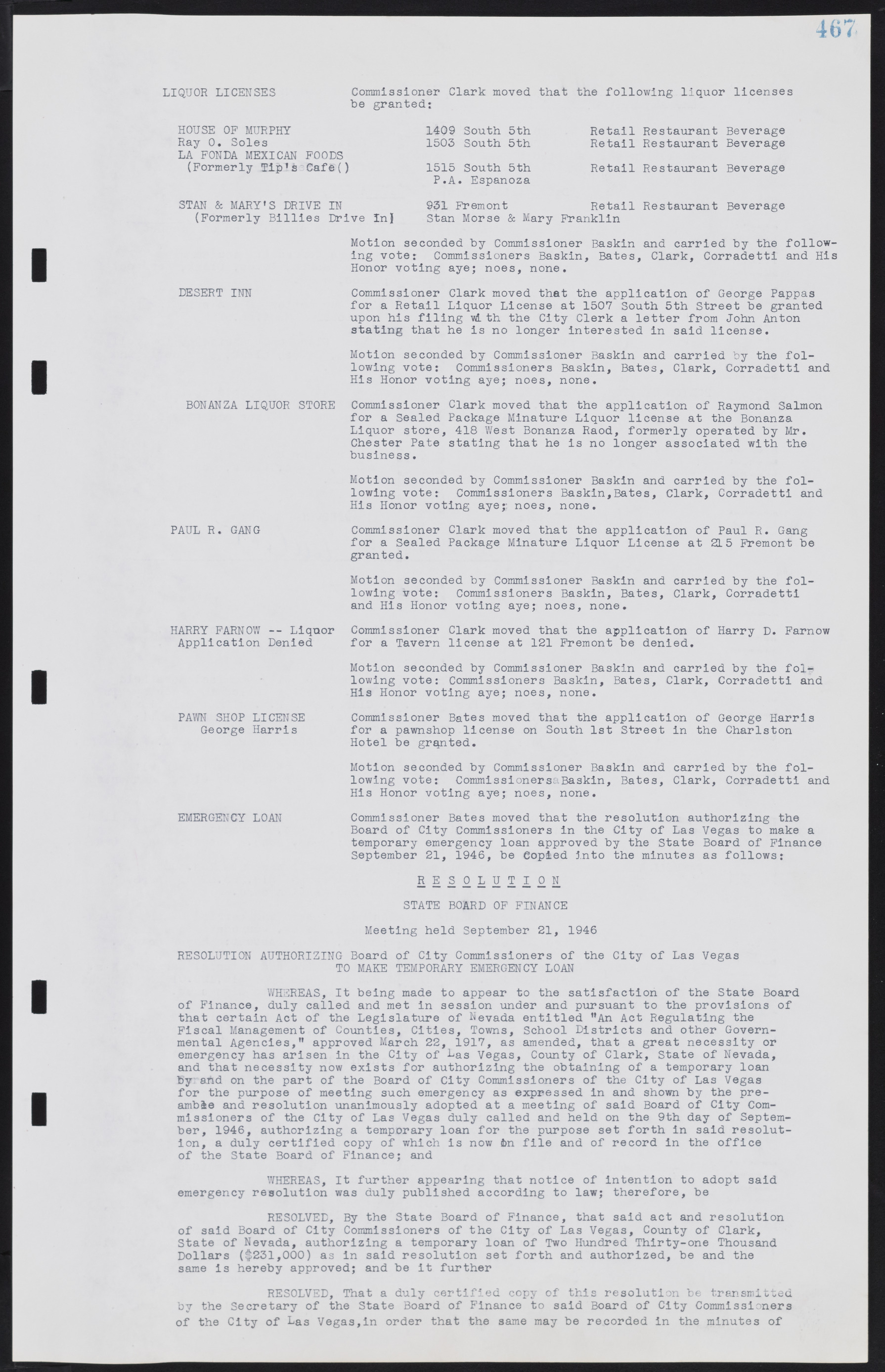 Las Vegas City Commission Minutes, August 11, 1942 to December 30, 1946, lvc000005-498