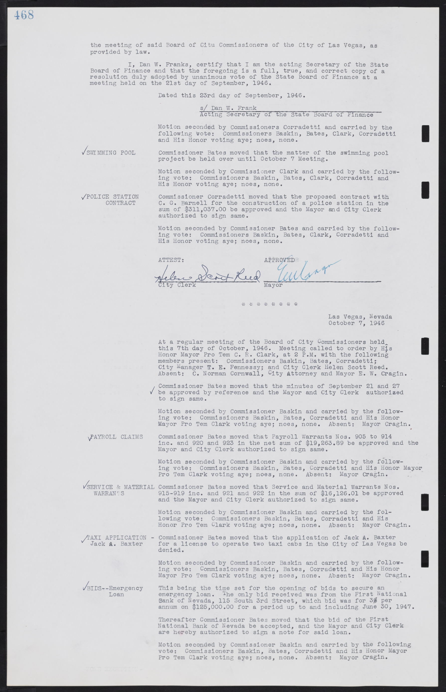 Las Vegas City Commission Minutes, August 11, 1942 to December 30, 1946, lvc000005-499