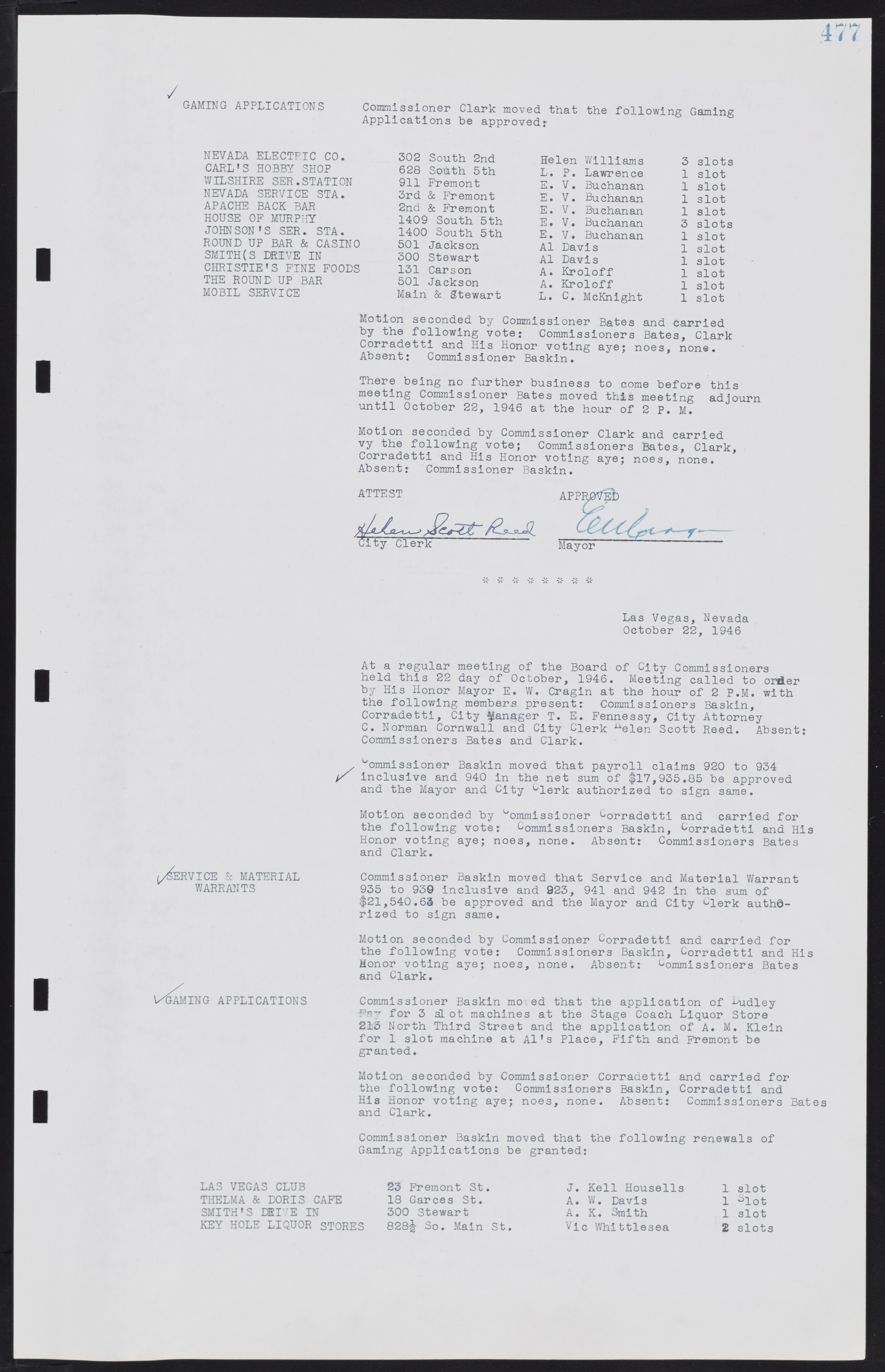 Las Vegas City Commission Minutes, August 11, 1942 to December 30, 1946, lvc000005-508