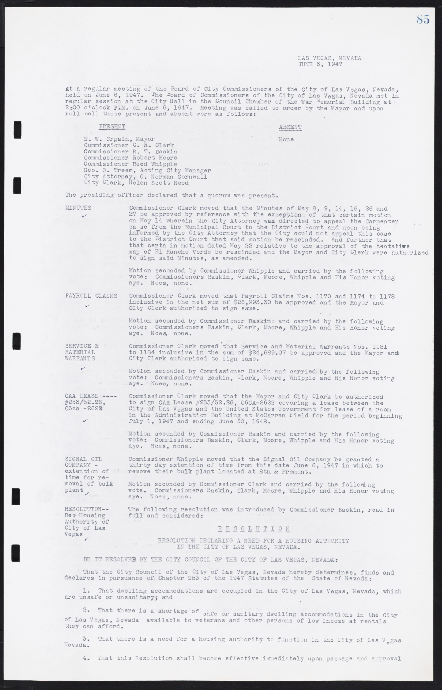 Las Vegas City Commission Minutes, January 7, 1947 to October 26, 1949, lvc000006-100