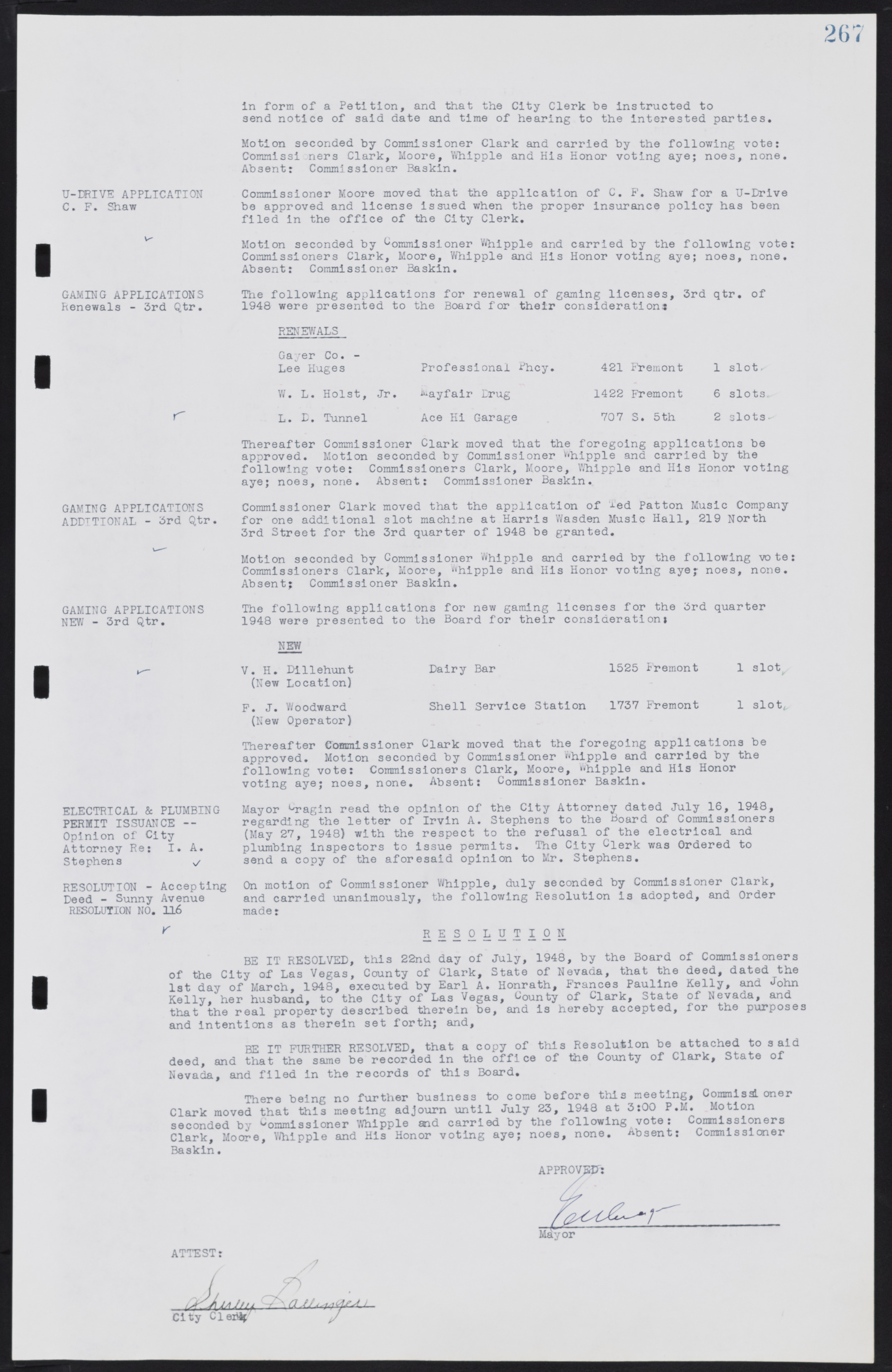 Las Vegas City Commission Minutes, January 7, 1947 to October 26, 1949, lvc000006-291