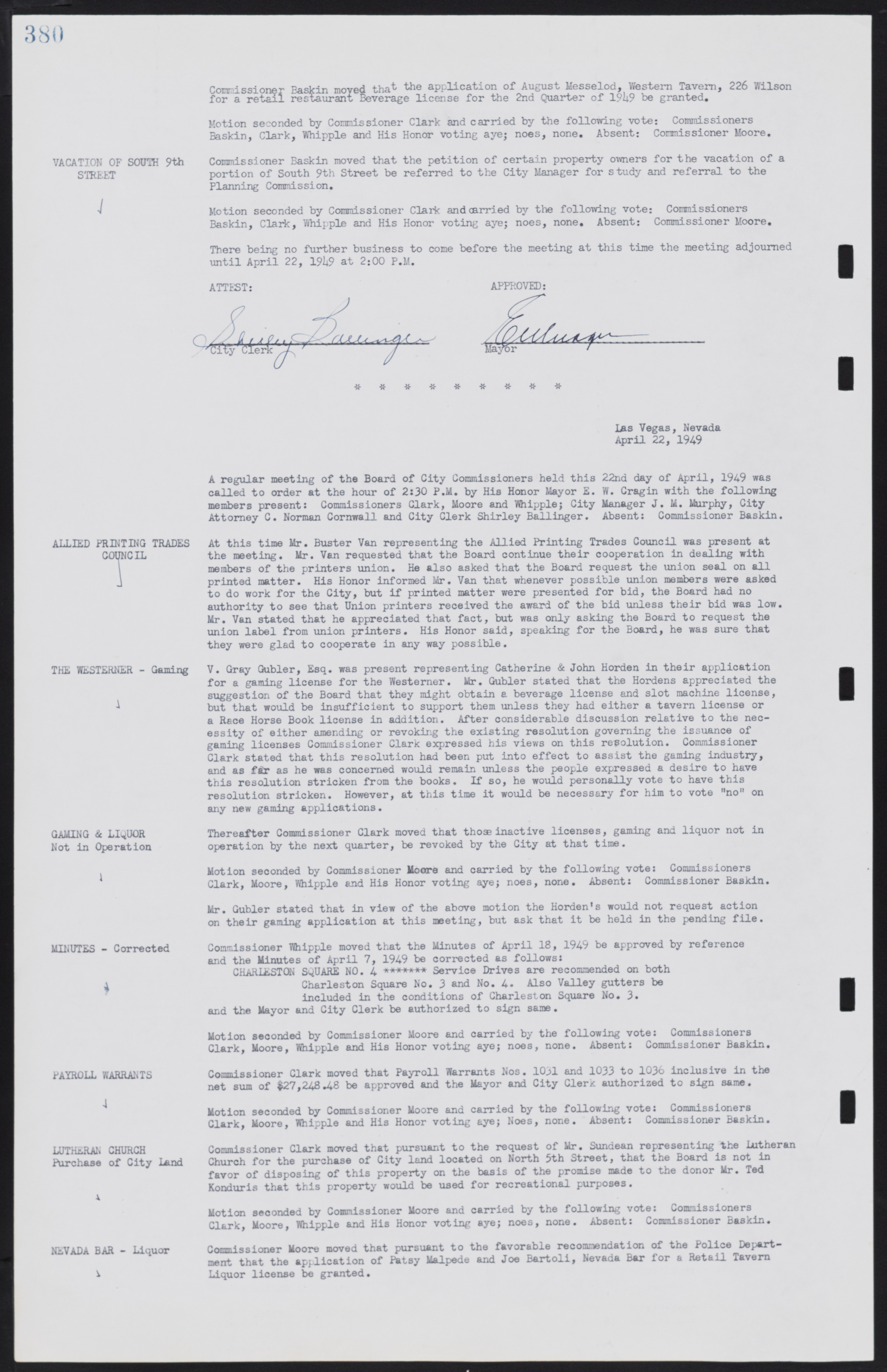 Las Vegas City Commission Minutes, January 7, 1947 to October 26, 1949, lvc000006-410