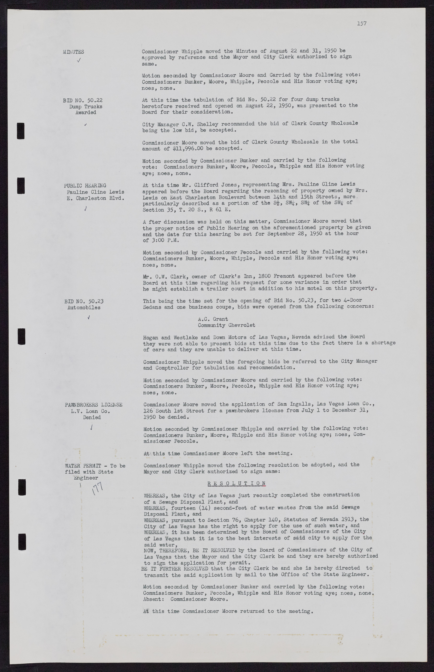 Las Vegas City Commission Minutes, November 7, 1949 to May 21, 1952, lvc000007-167