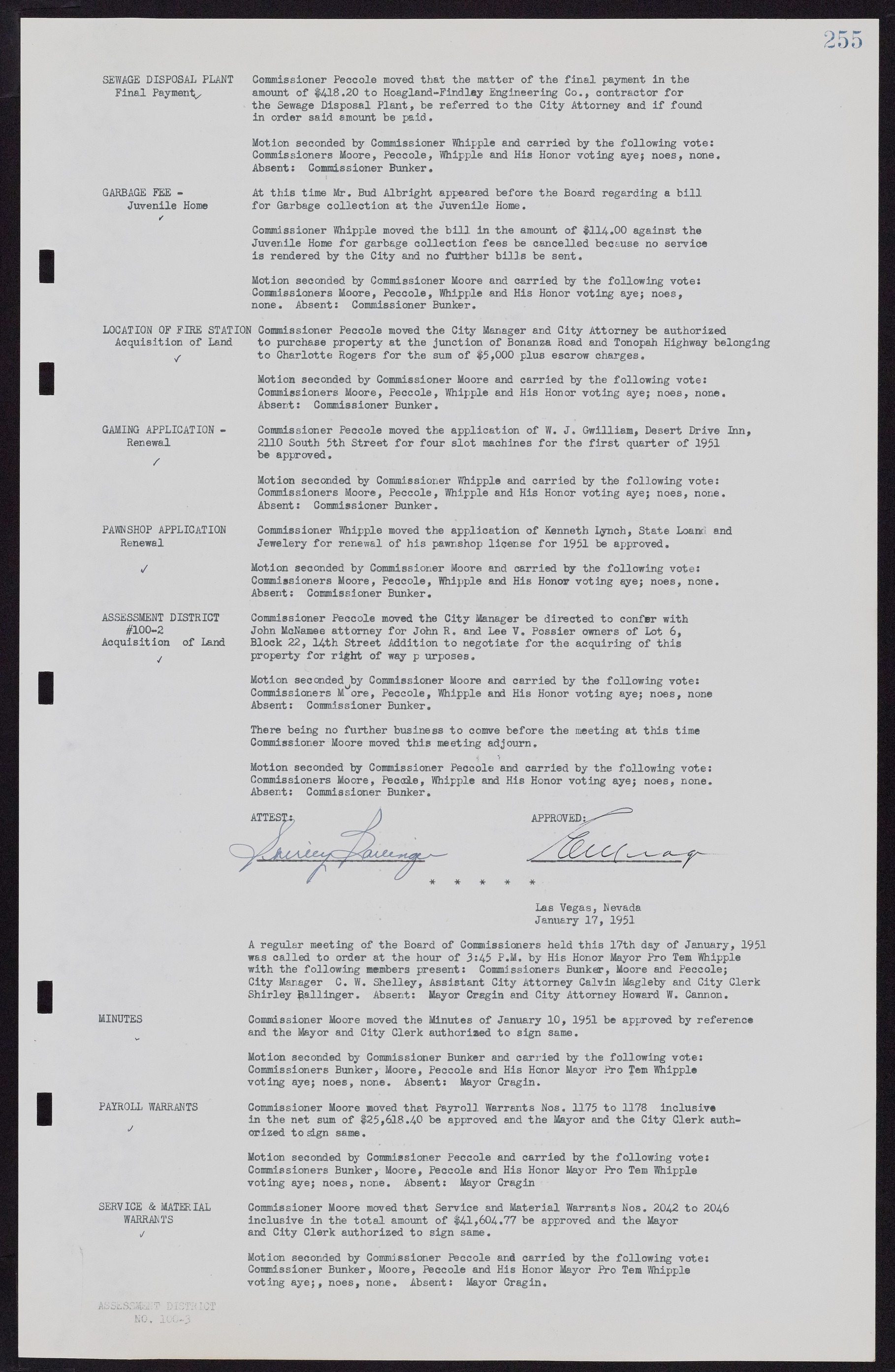 Las Vegas City Commission Minutes, November 7, 1949 to May 21, 1952, lvc000007-267