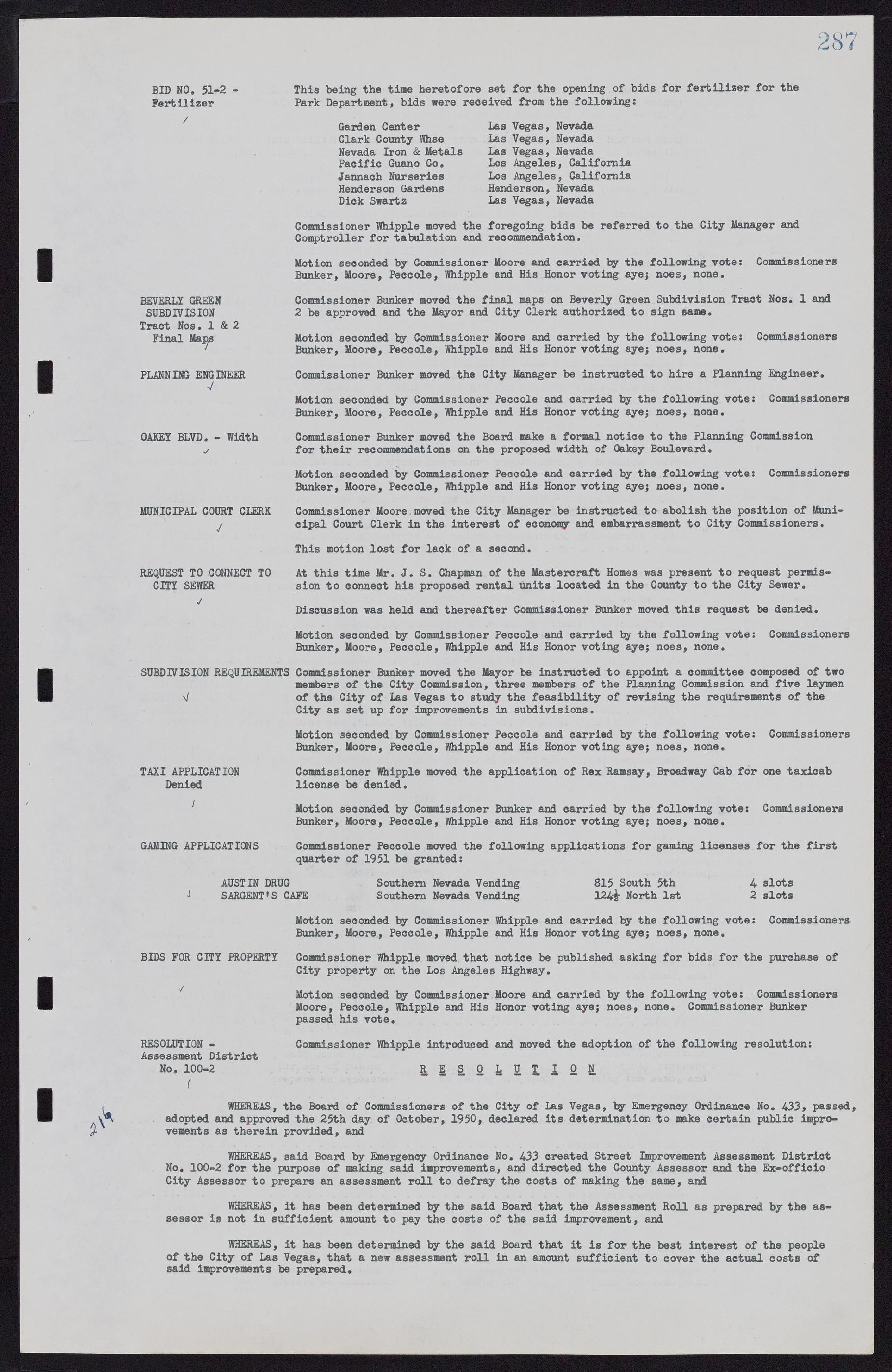 Las Vegas City Commission Minutes, November 7, 1949 to May 21, 1952, lvc000007-299