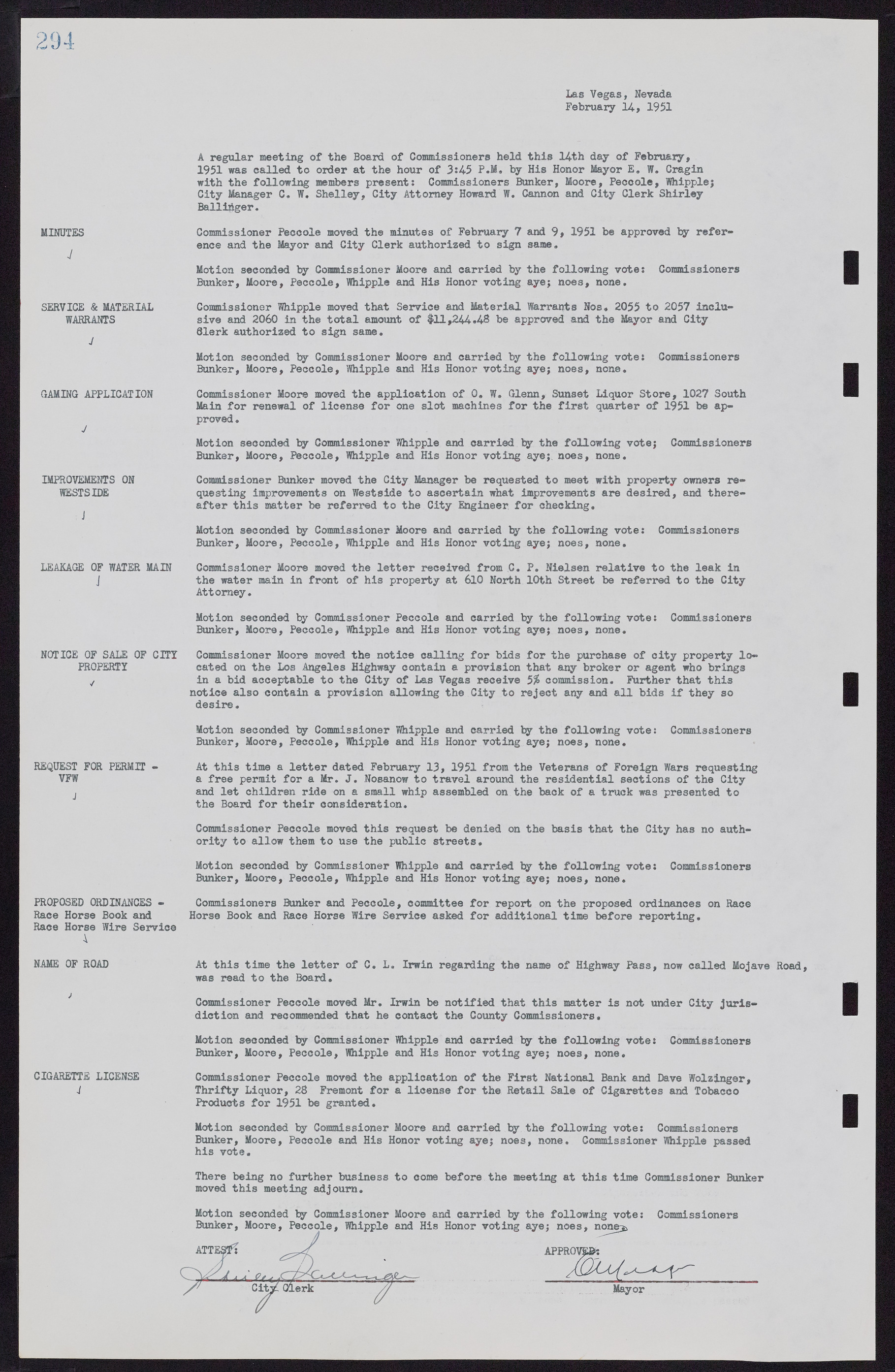 Las Vegas City Commission Minutes, November 7, 1949 to May 21, 1952, lvc000007-306