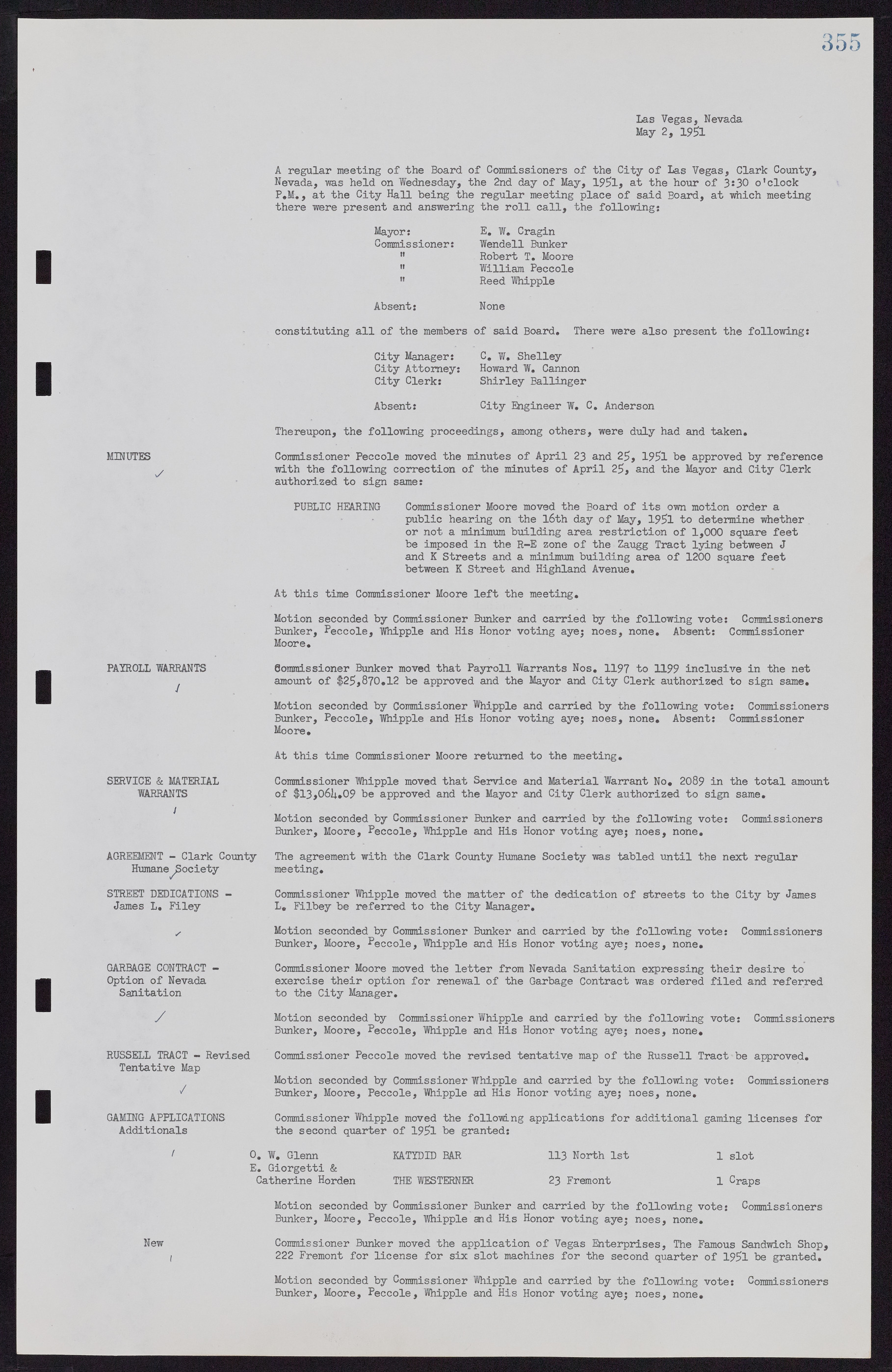 Las Vegas City Commission Minutes, November 7, 1949 to May 21, 1952, lvc000007-367