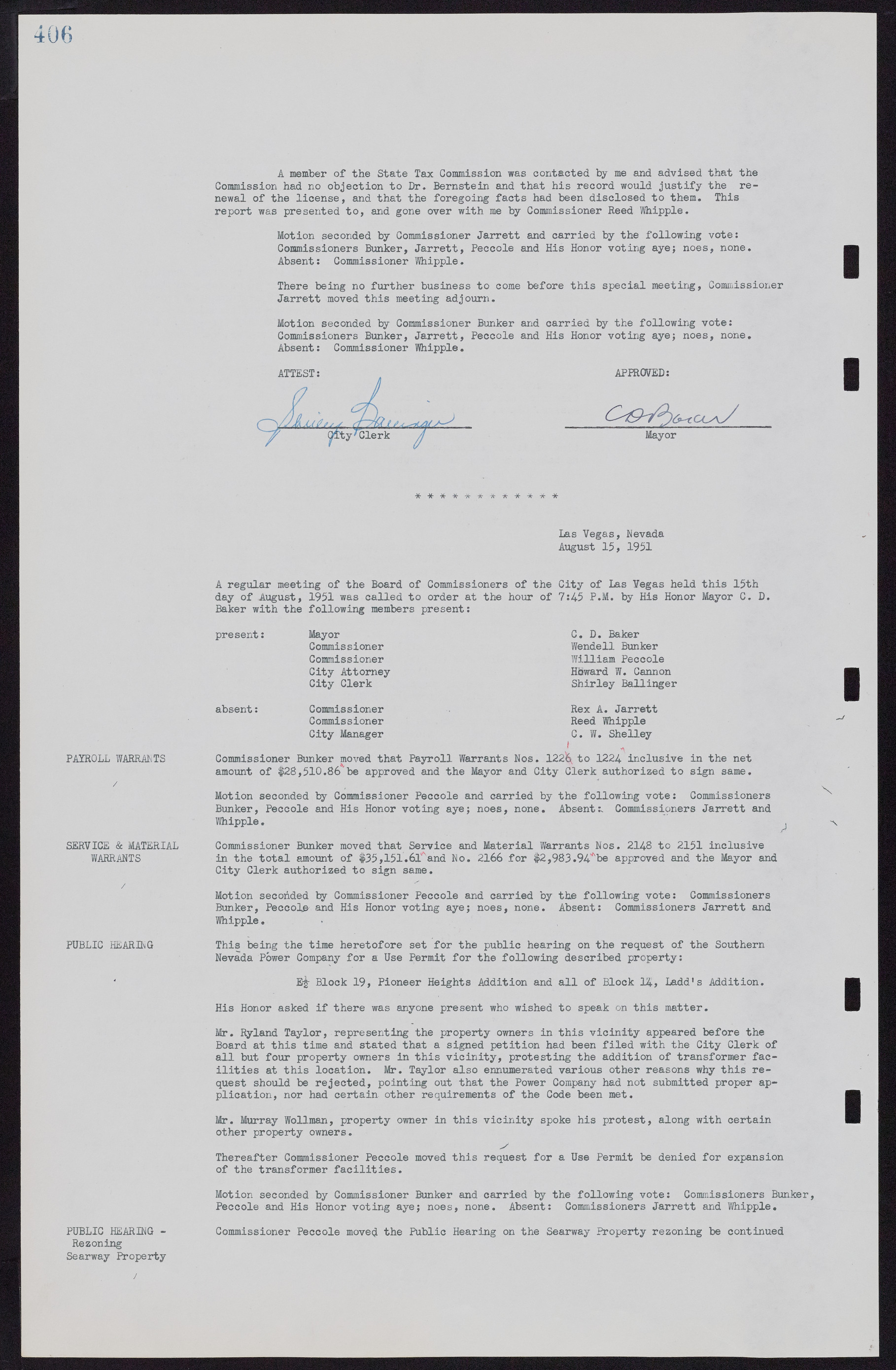 Las Vegas City Commission Minutes, November 7, 1949 to May 21, 1952, lvc000007-422