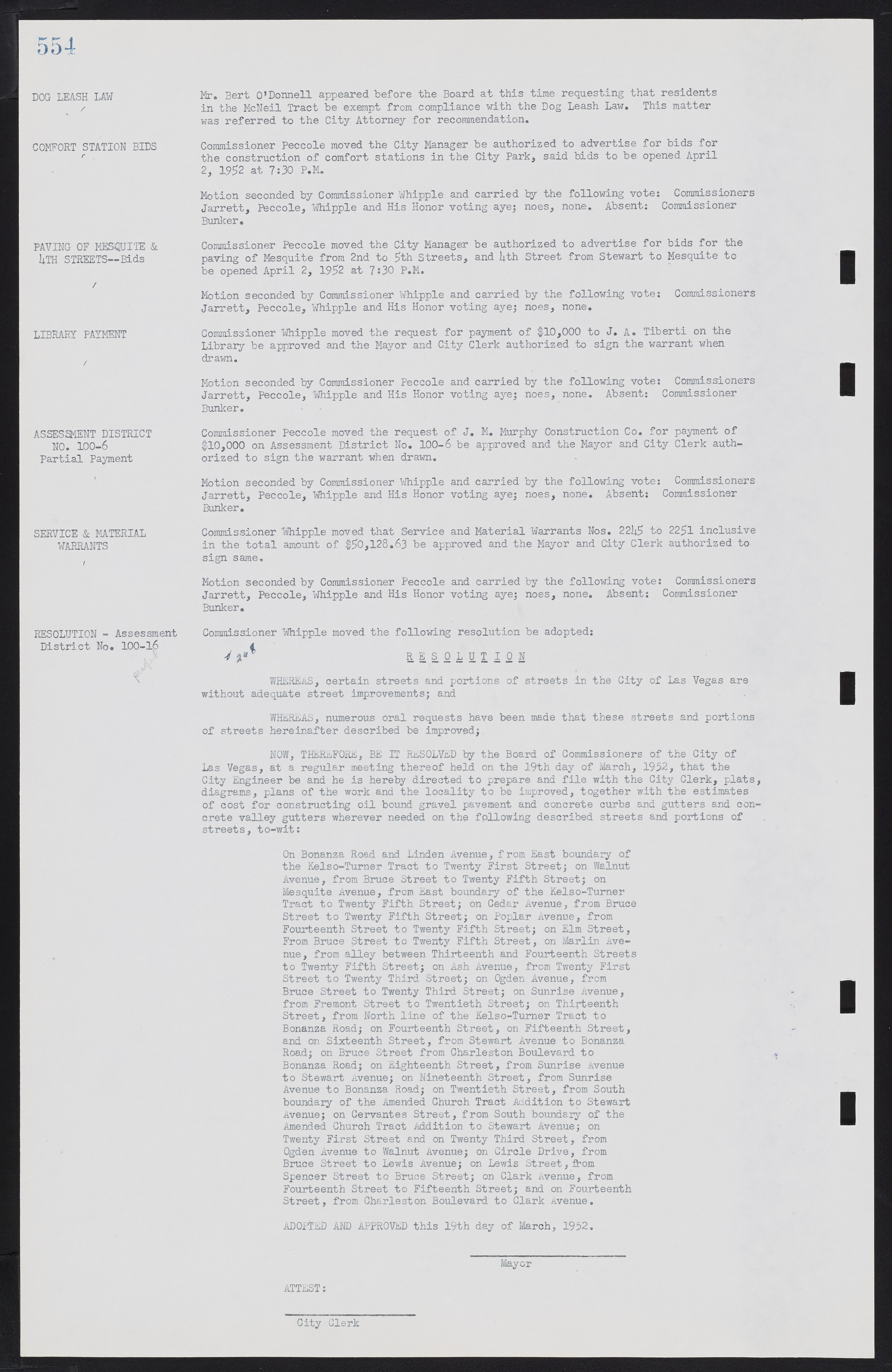 Las Vegas City Commission Minutes, November 7, 1949 to May 21, 1952, lvc000007-572