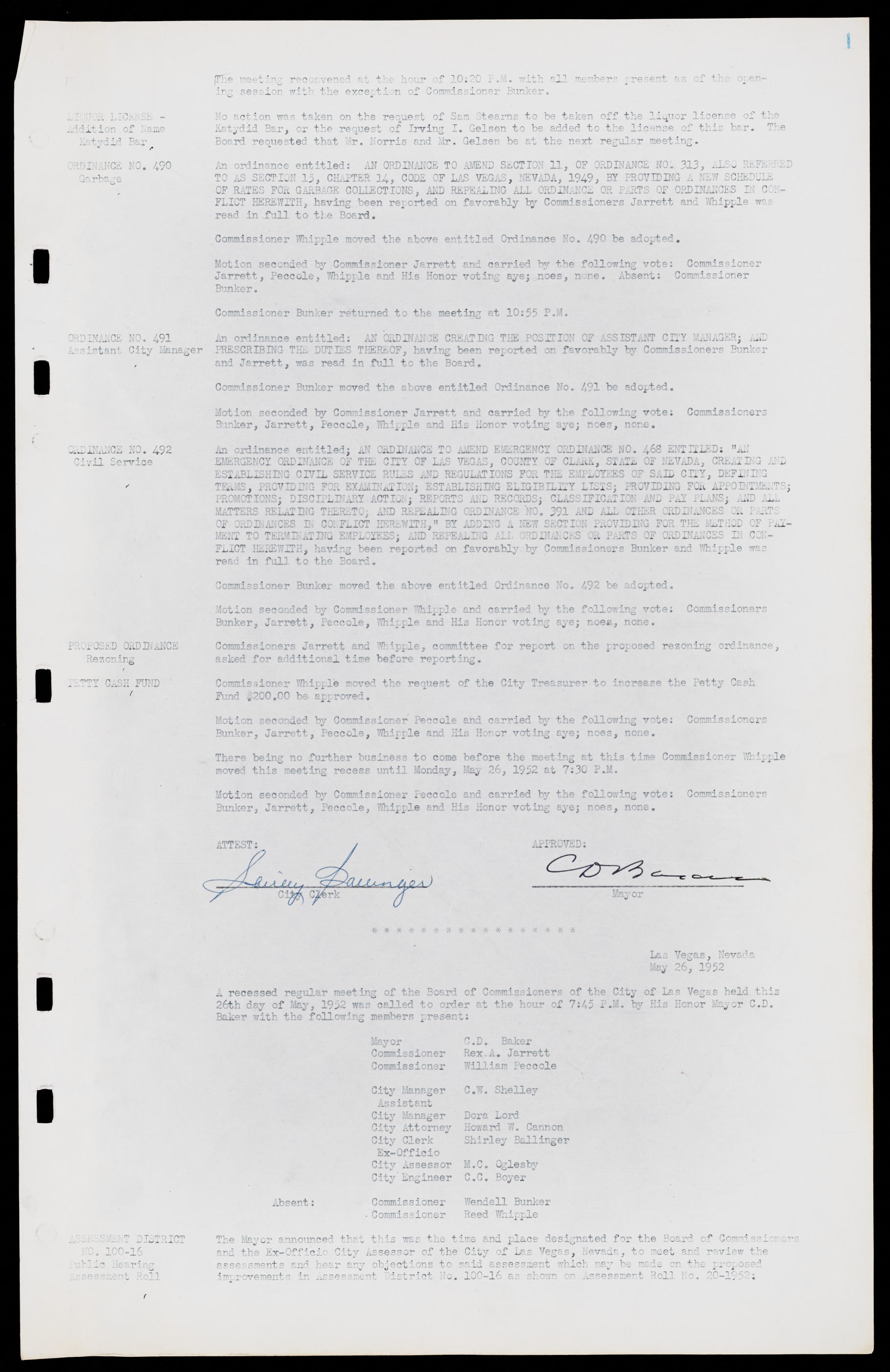 Las Vegas City Commission Minutes, May 26, 1952 to February 17, 1954, lvc000008-5