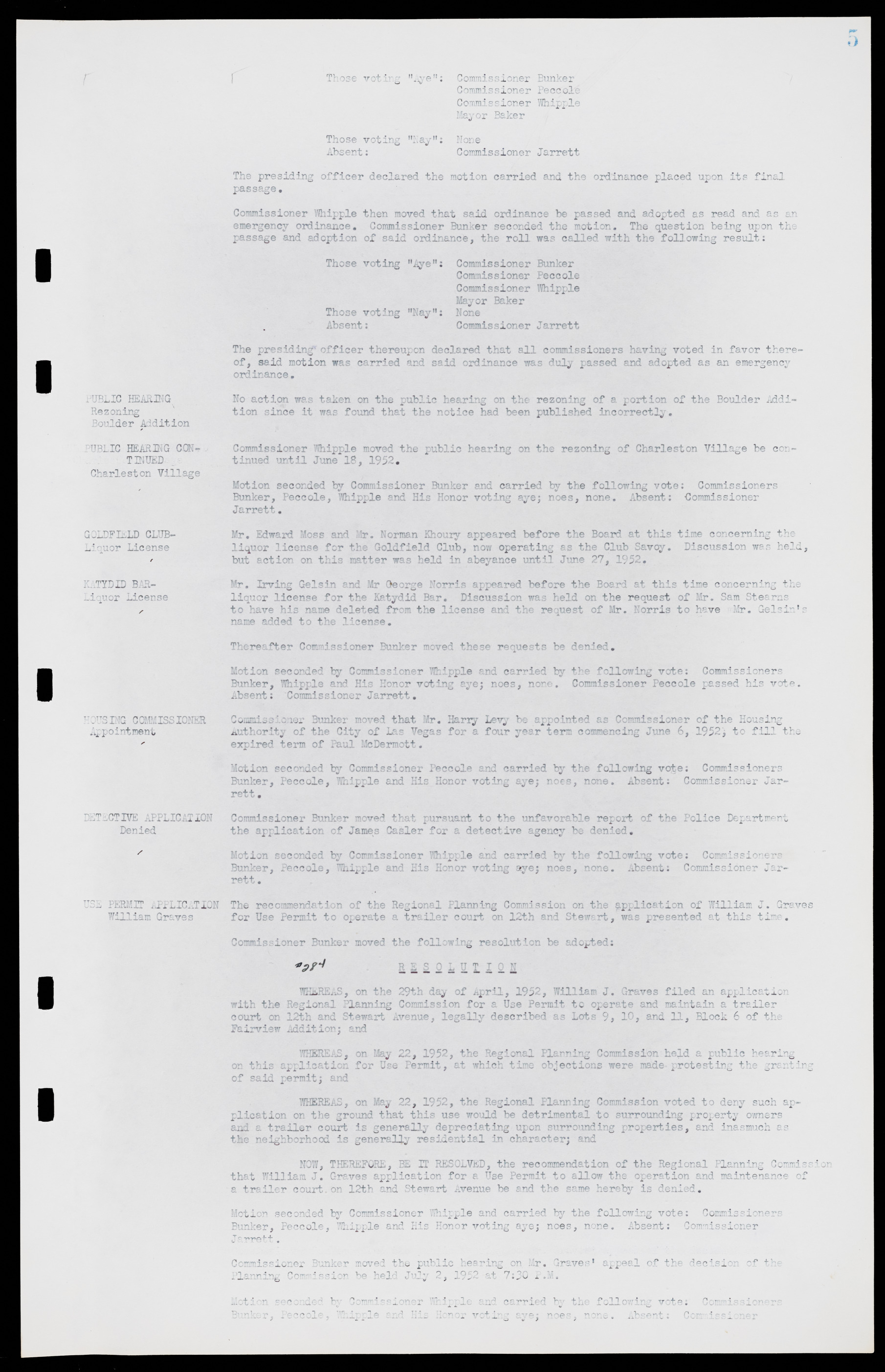 Las Vegas City Commission Minutes, May 26, 1952 to February 17, 1954, lvc000008-9