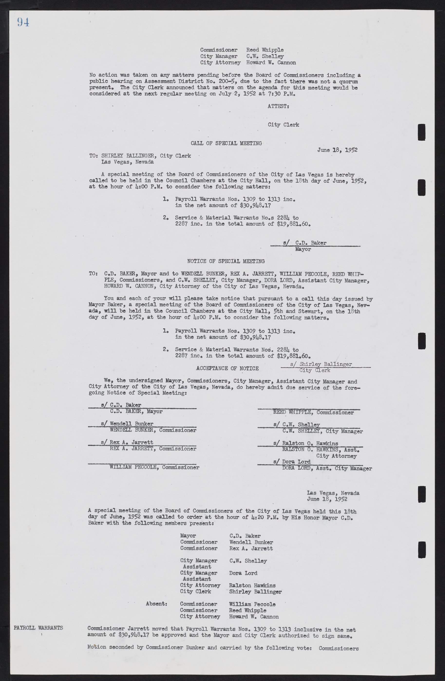 Las Vegas City Commission Minutes, May 26, 1952 to February 17, 1954, lvc000008-98