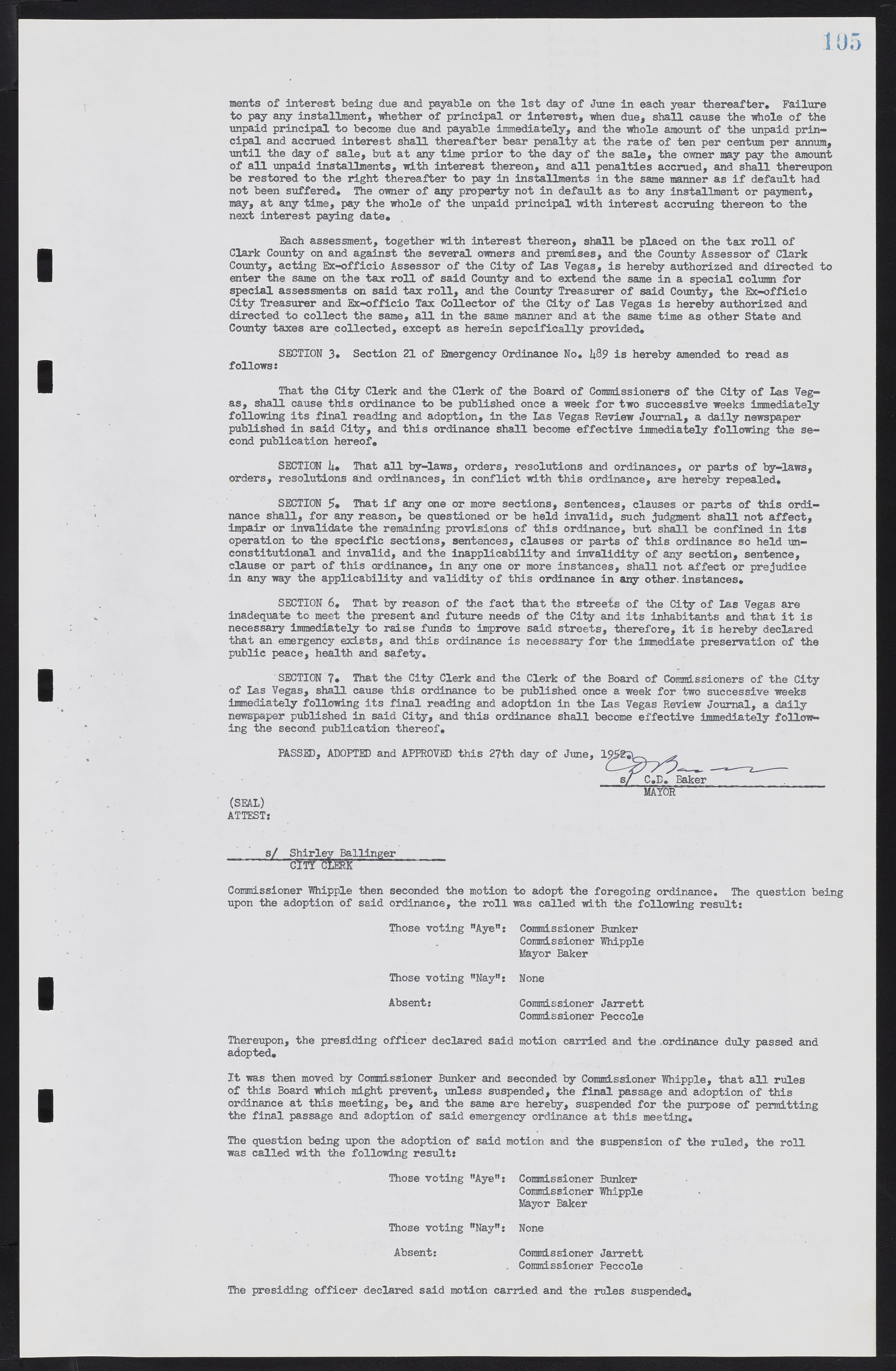 Las Vegas City Commission Minutes, May 26, 1952 to February 17, 1954, lvc000008-109