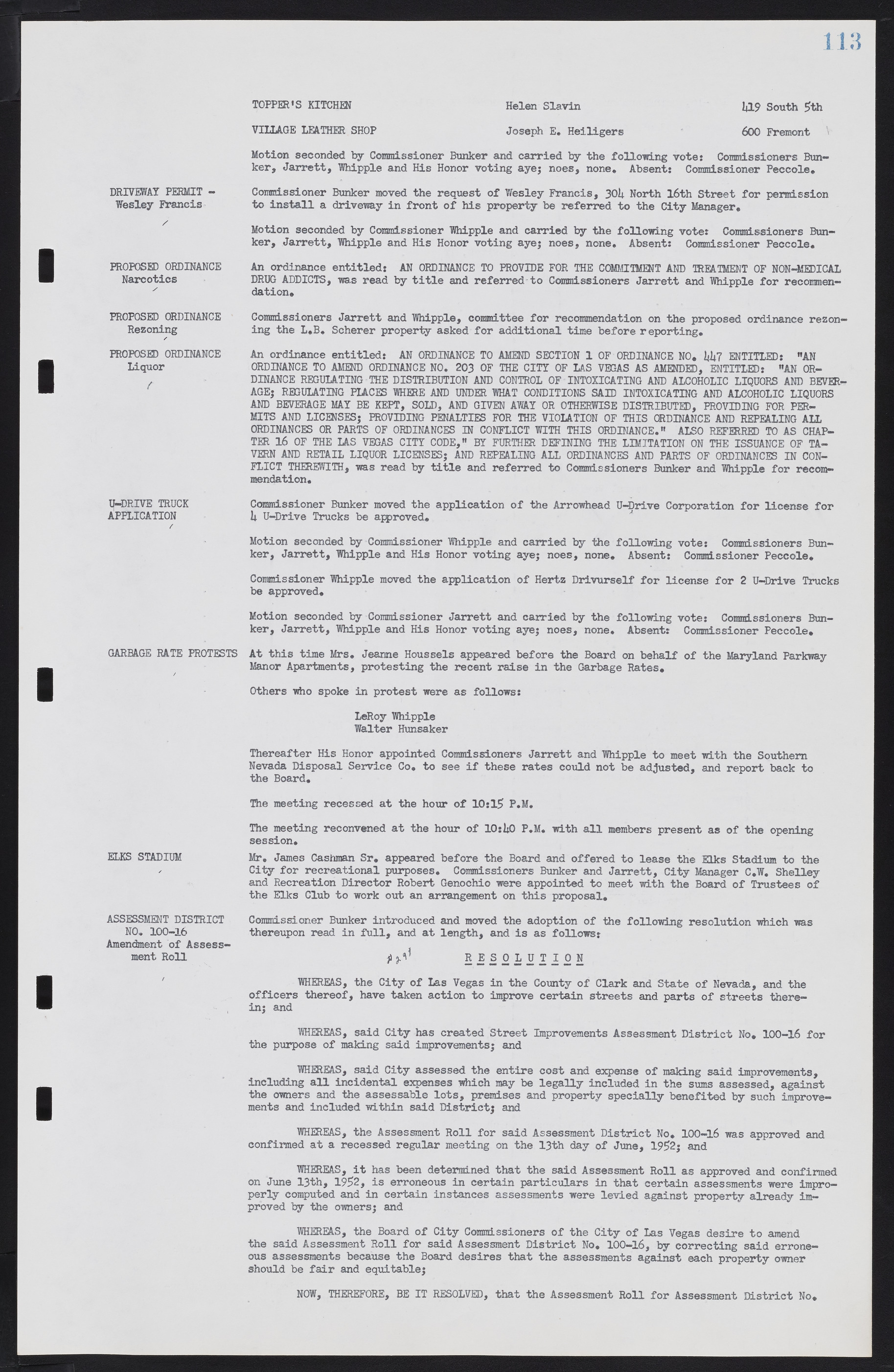 Las Vegas City Commission Minutes, May 26, 1952 to February 17, 1954, lvc000008-119