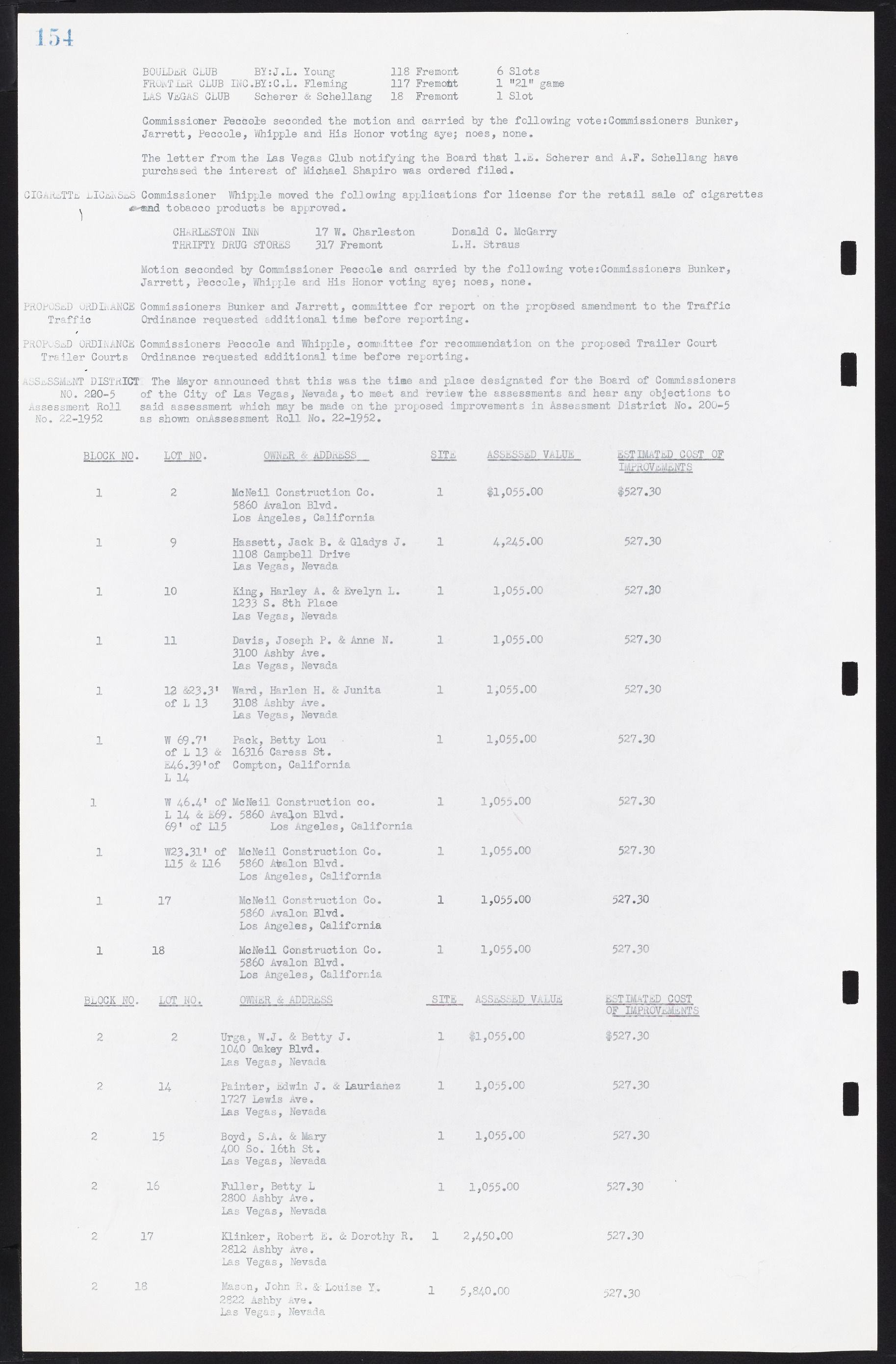 Las Vegas City Commission Minutes, May 26, 1952 to February 17, 1954, lvc000008-168