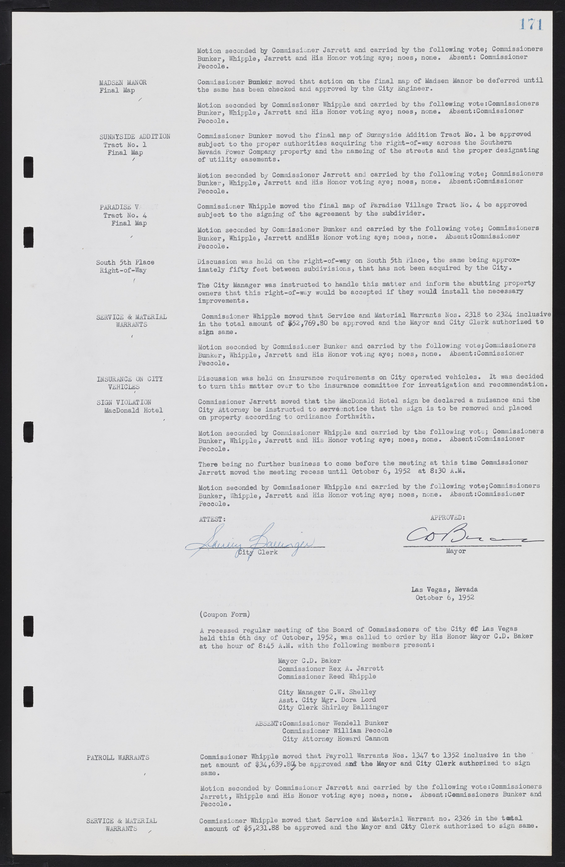 Las Vegas City Commission Minutes, May 26, 1952 to February 17, 1954, lvc000008-185