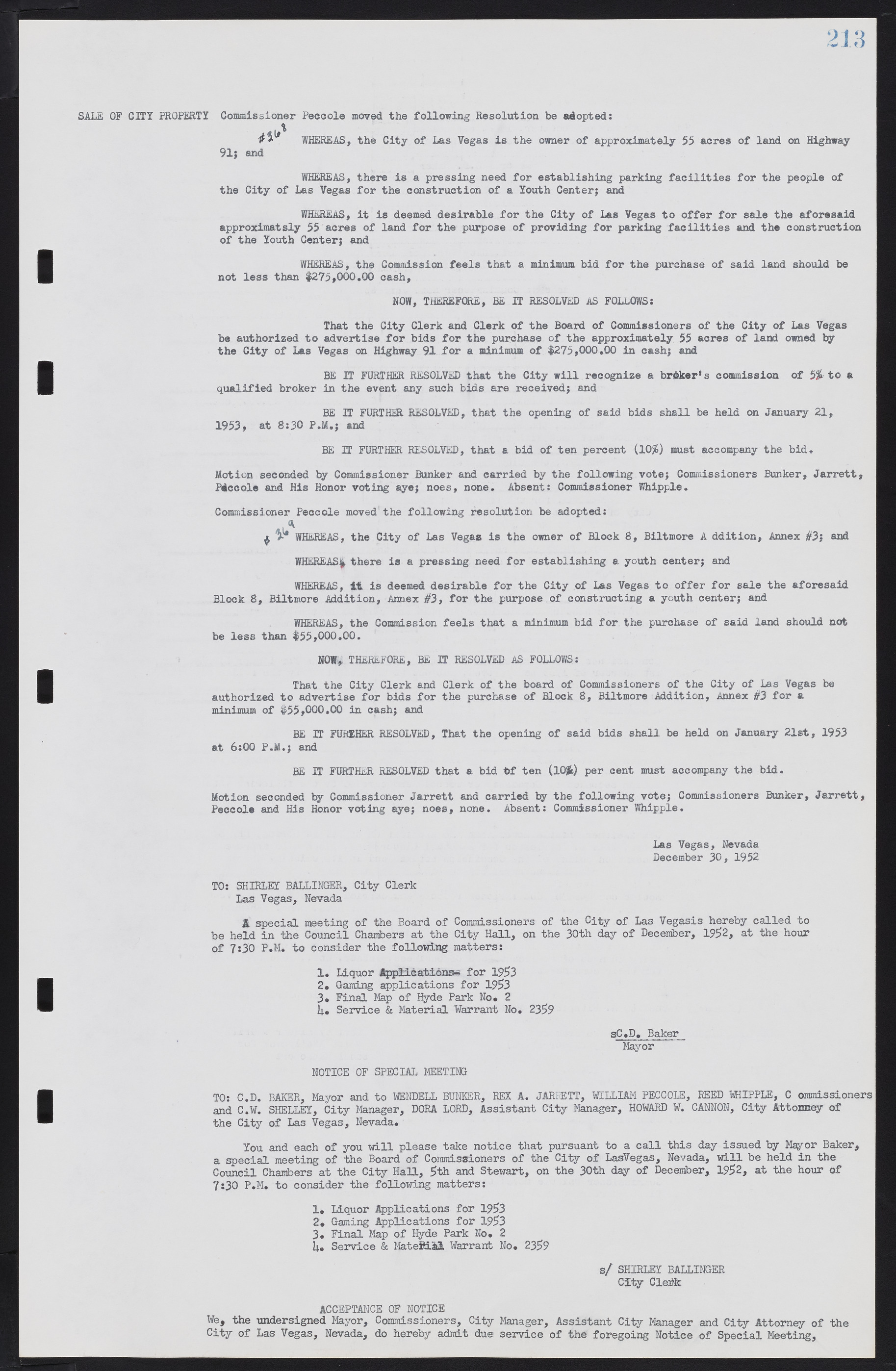 Las Vegas City Commission Minutes, May 26, 1952 to February 17, 1954, lvc000008-227