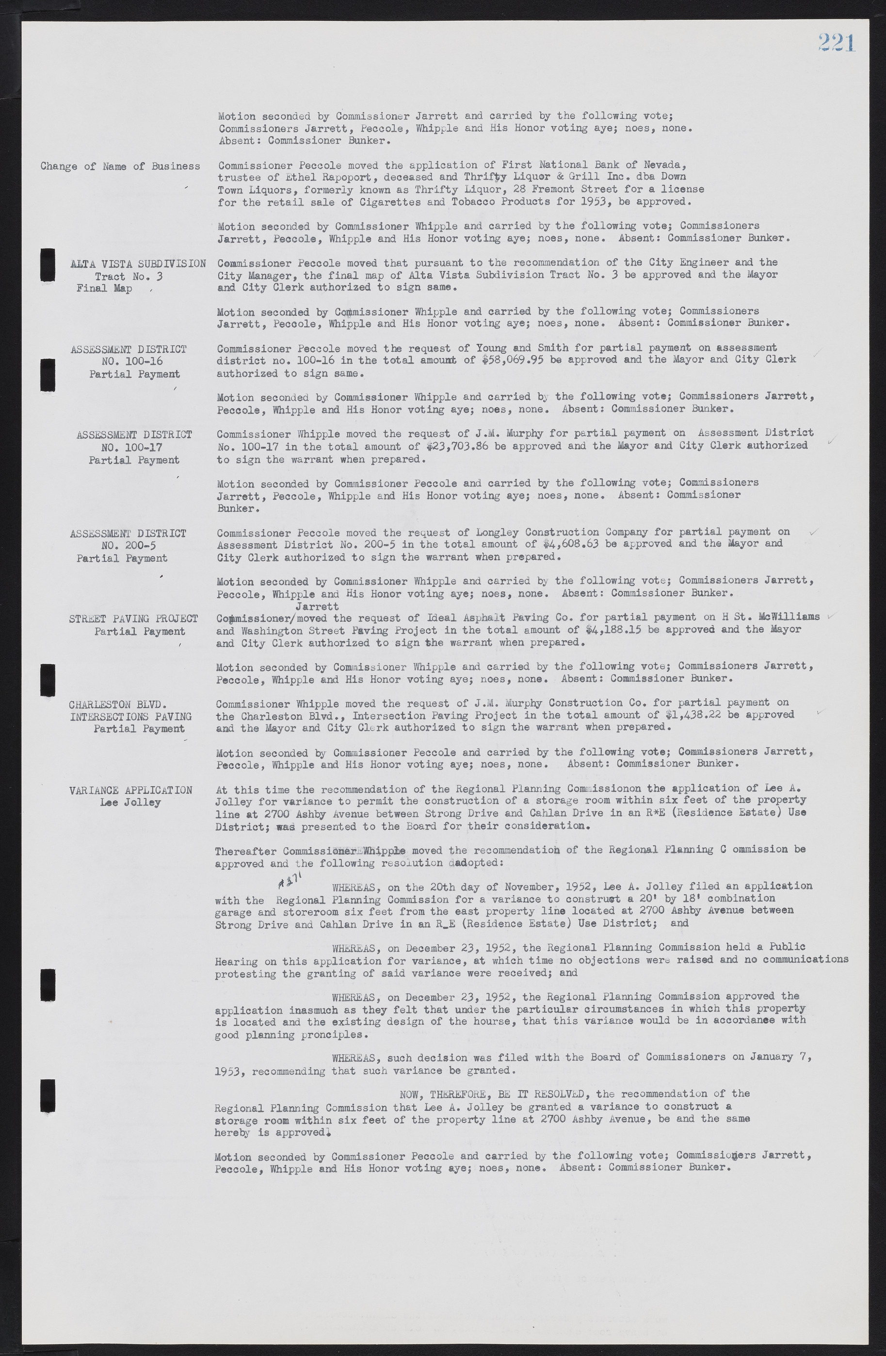 Las Vegas City Commission Minutes, May 26, 1952 to February 17, 1954, lvc000008-237