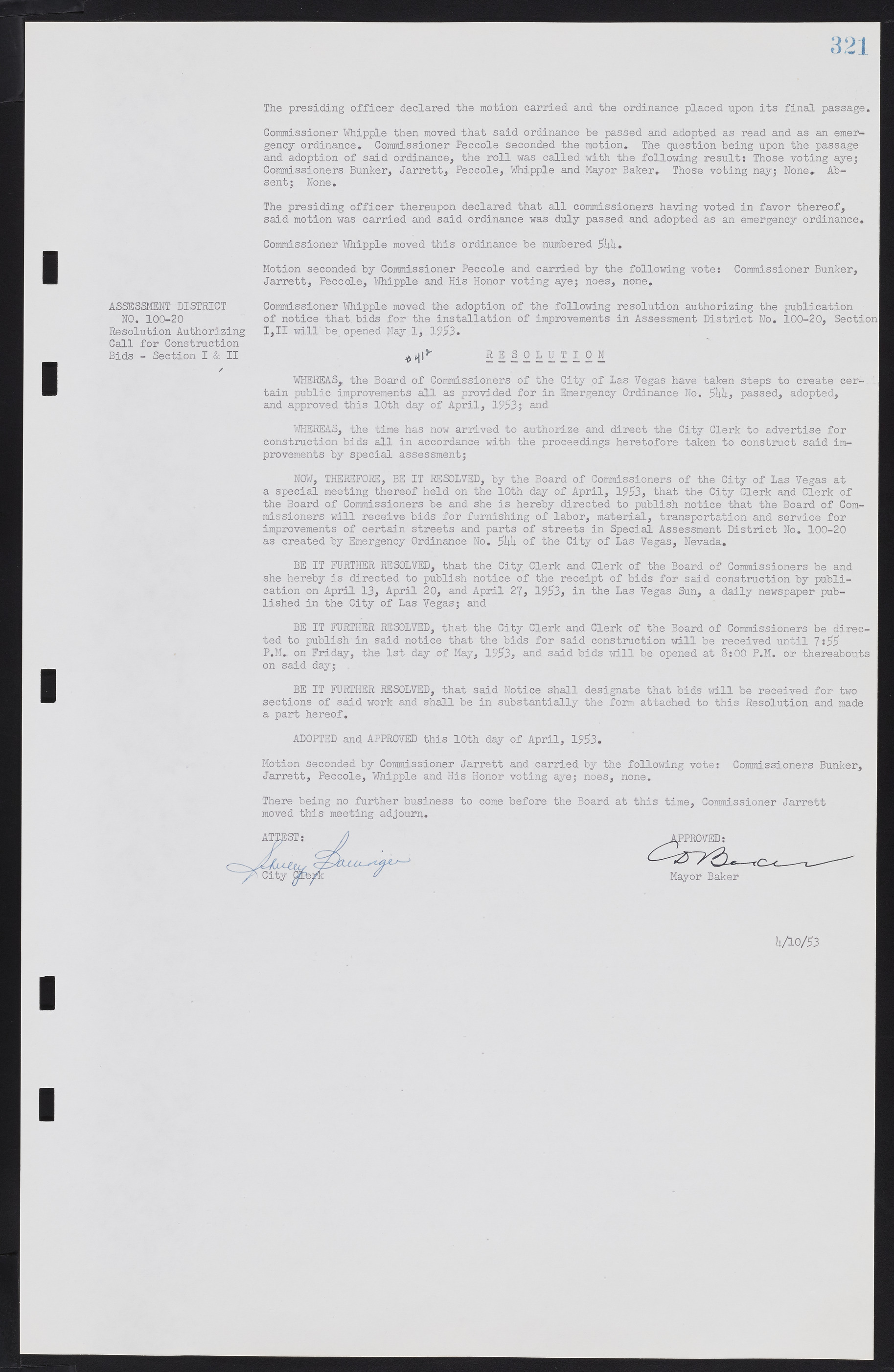 Las Vegas City Commission Minutes, May 26, 1952 to February 17, 1954, lvc000008-349