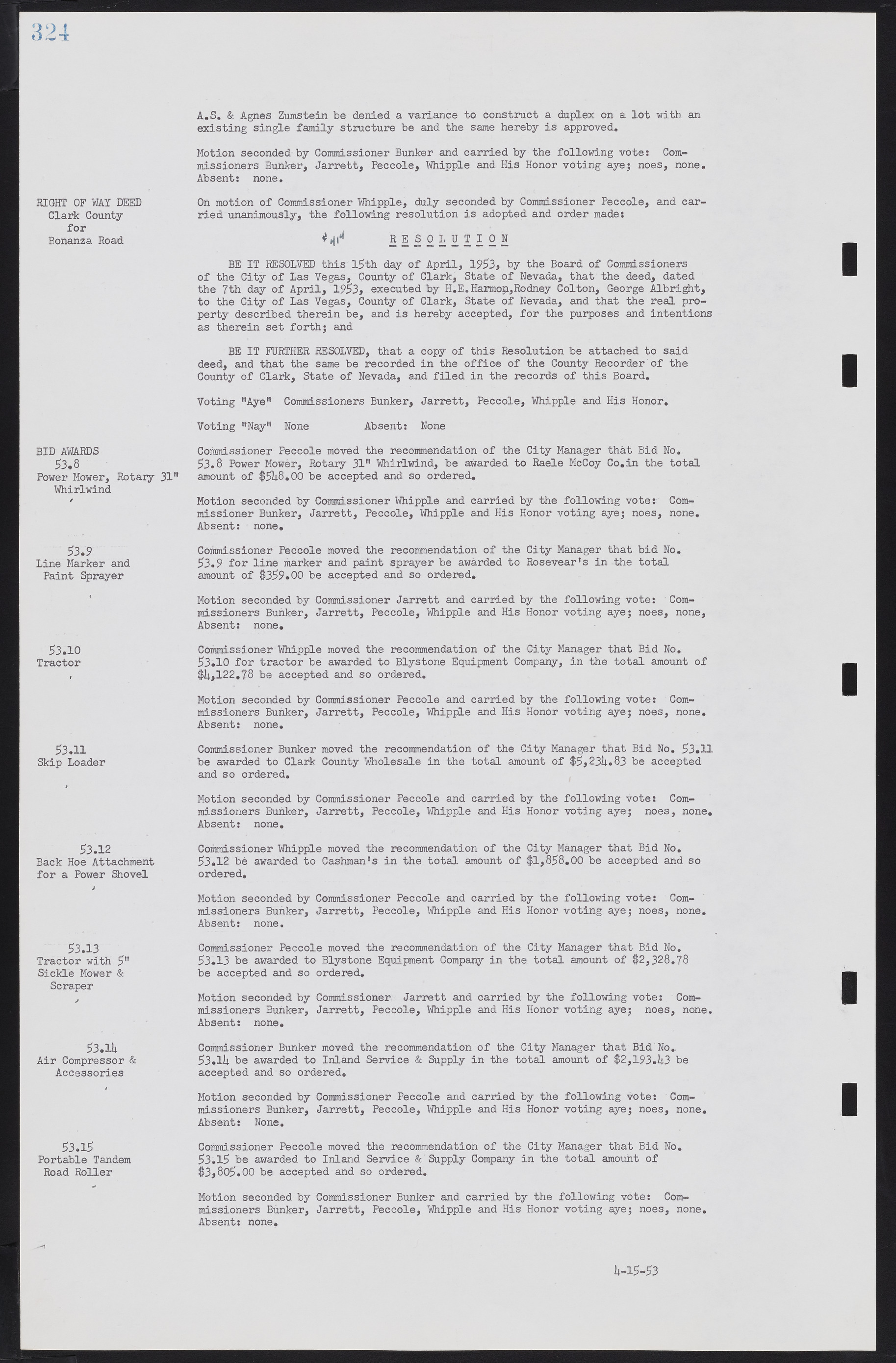 Las Vegas City Commission Minutes, May 26, 1952 to February 17, 1954, lvc000008-352