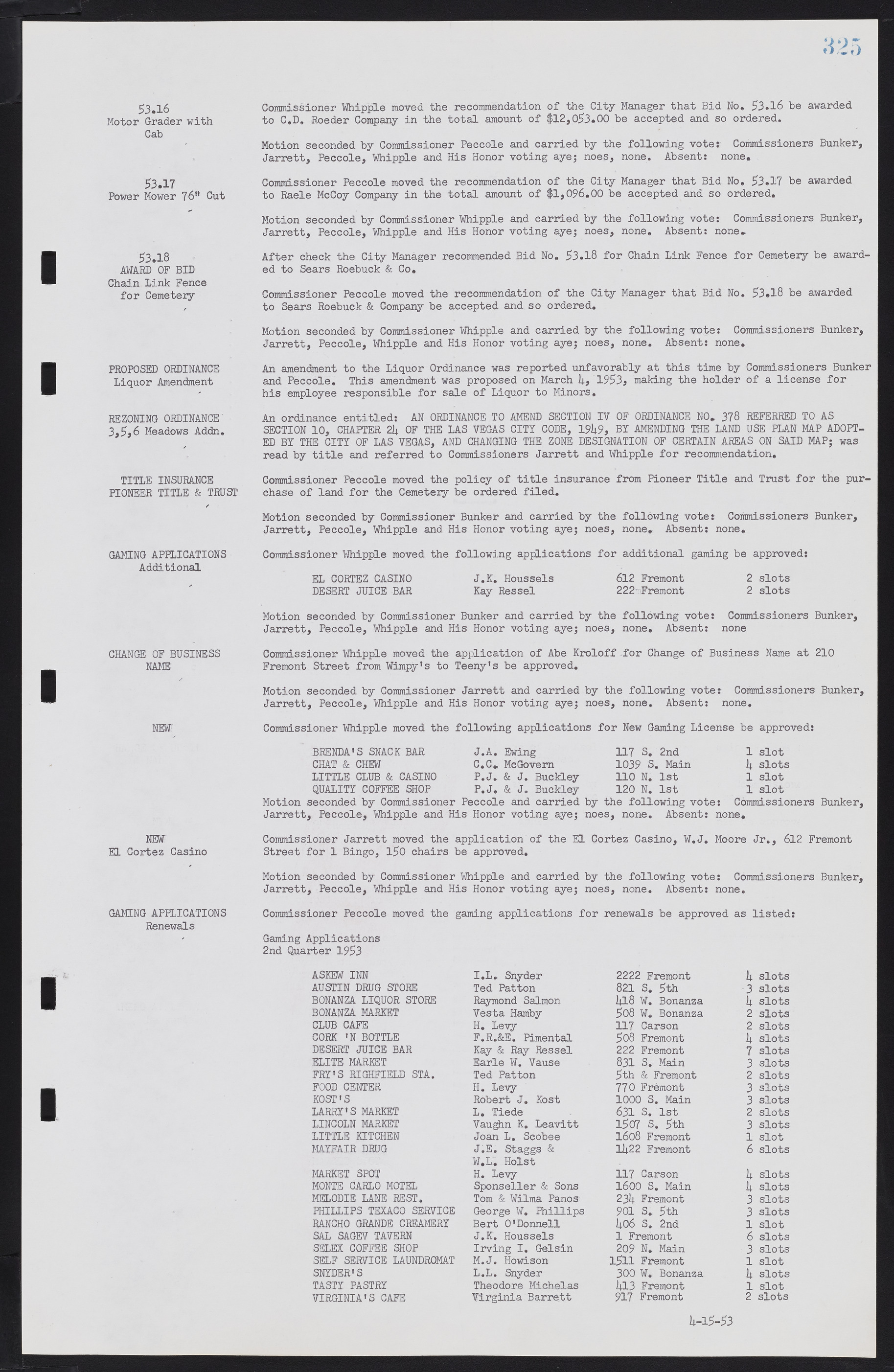 Las Vegas City Commission Minutes, May 26, 1952 to February 17, 1954, lvc000008-353