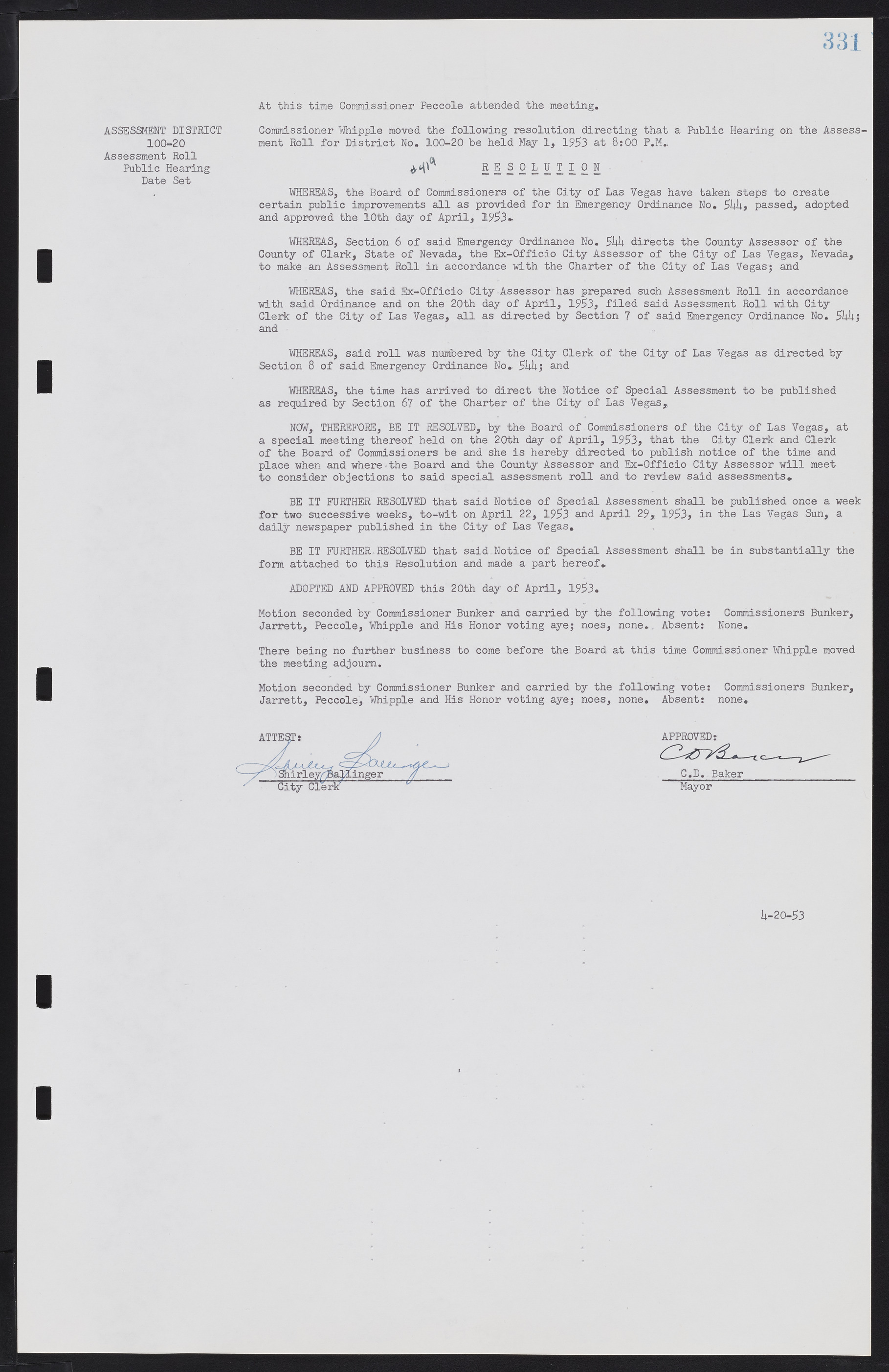 Las Vegas City Commission Minutes, May 26, 1952 to February 17, 1954, lvc000008-359