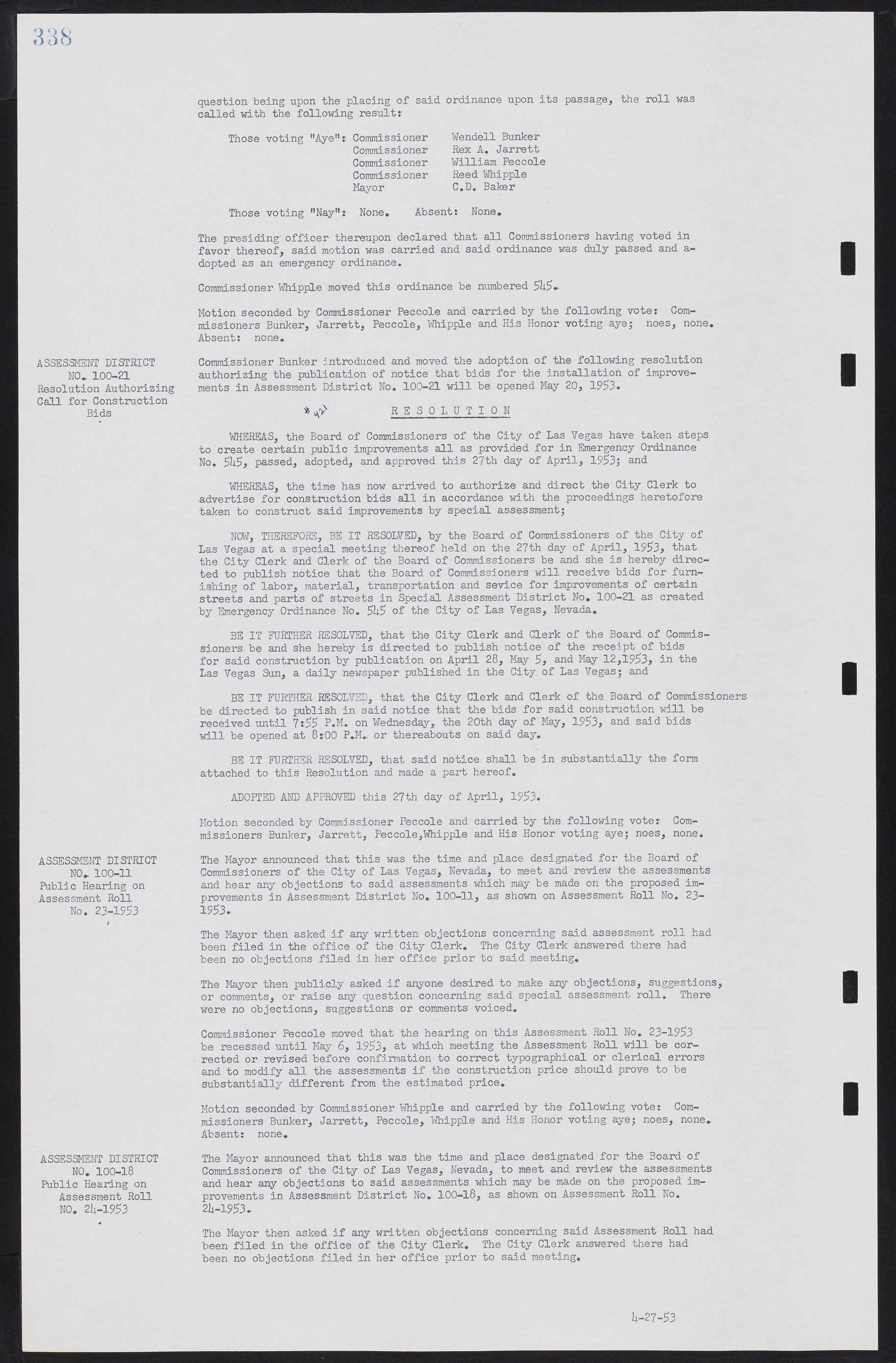 Las Vegas City Commission Minutes, May 26, 1952 to February 17, 1954, lvc000008-366