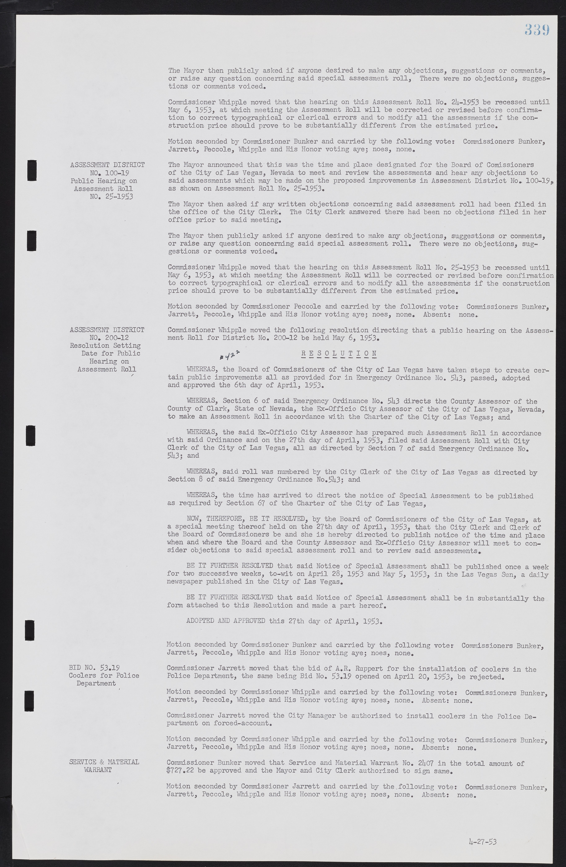 Las Vegas City Commission Minutes, May 26, 1952 to February 17, 1954, lvc000008-367