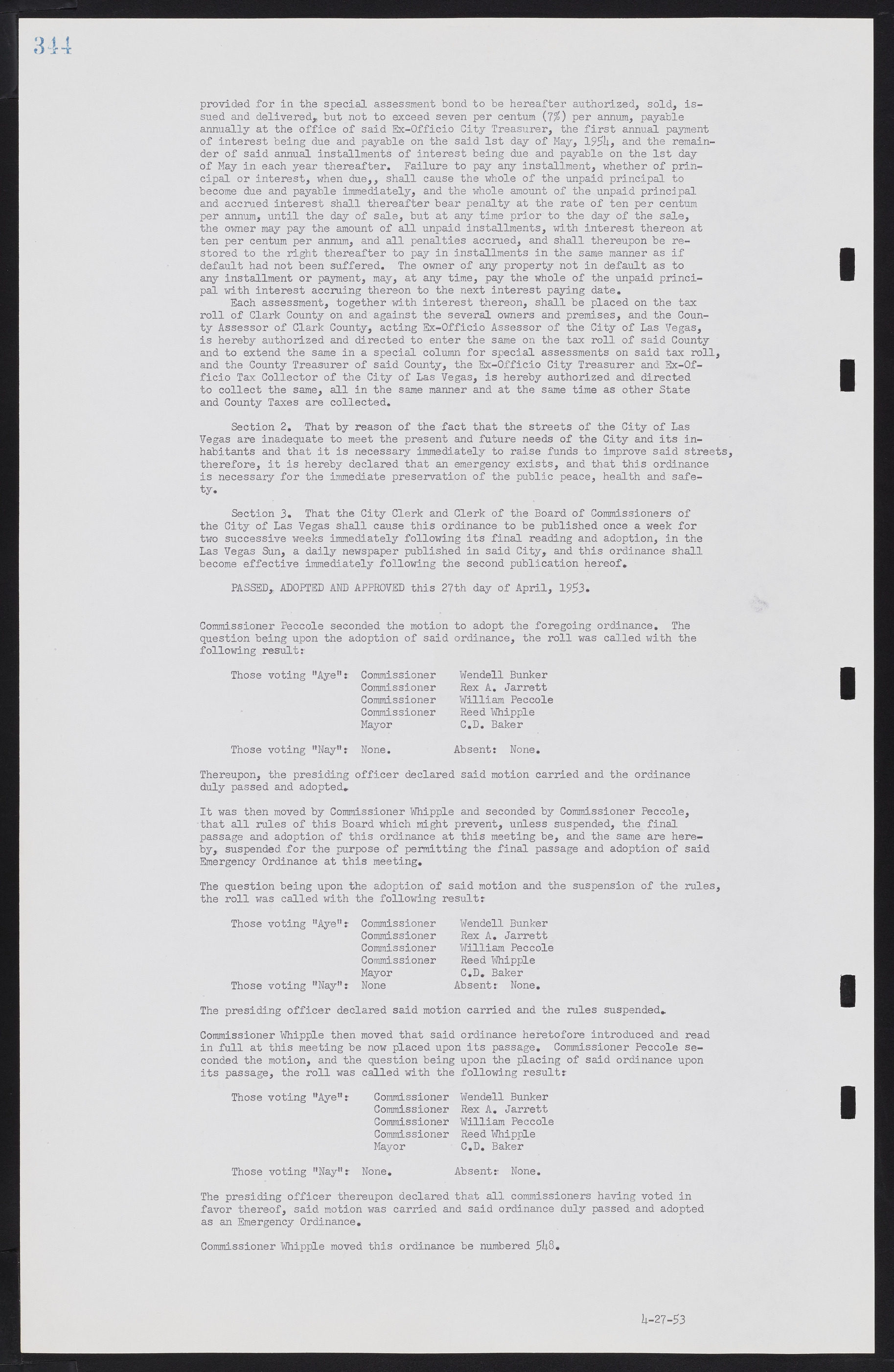 Las Vegas City Commission Minutes, May 26, 1952 to February 17, 1954, lvc000008-372