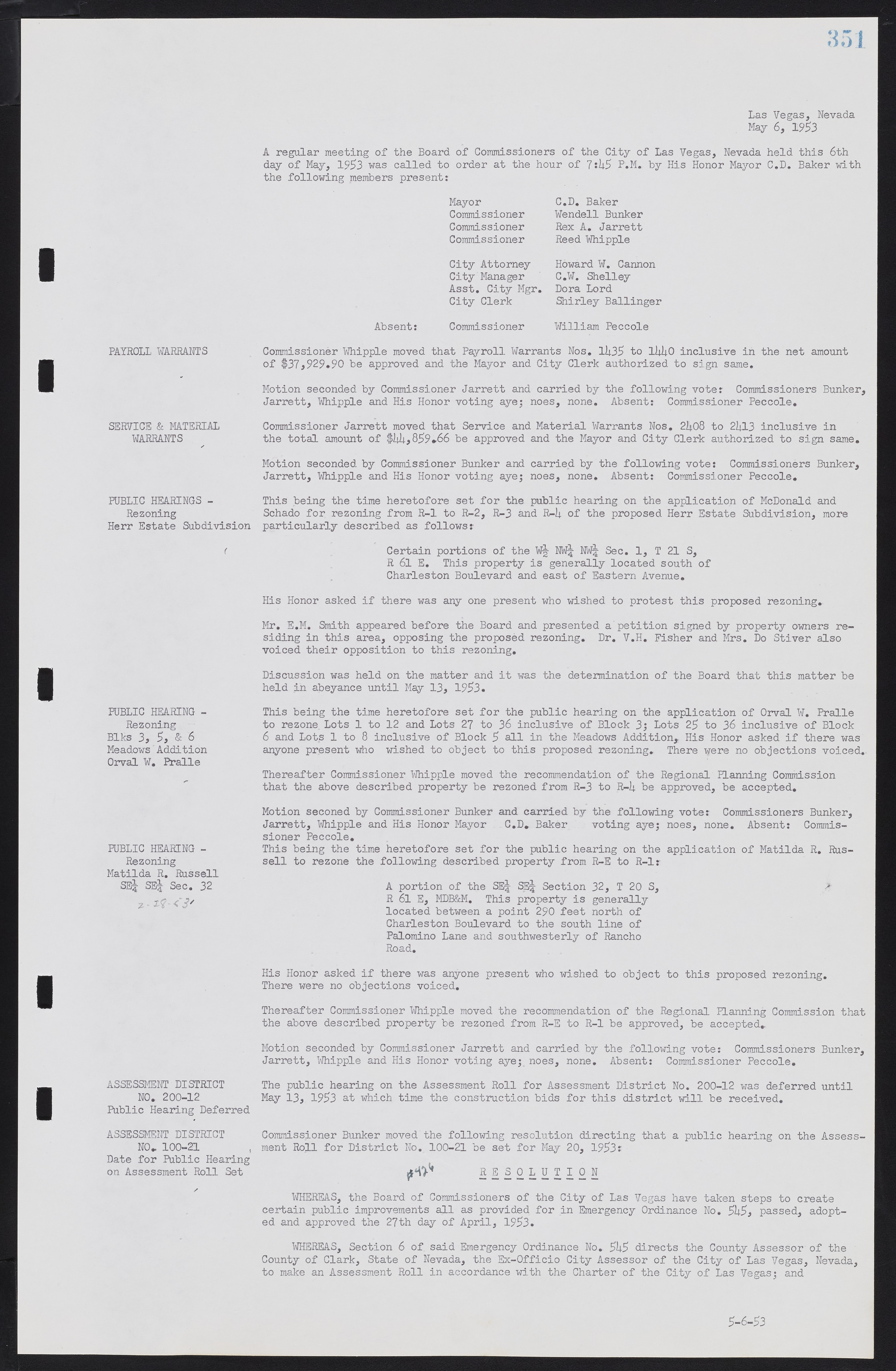 Las Vegas City Commission Minutes, May 26, 1952 to February 17, 1954, lvc000008-379