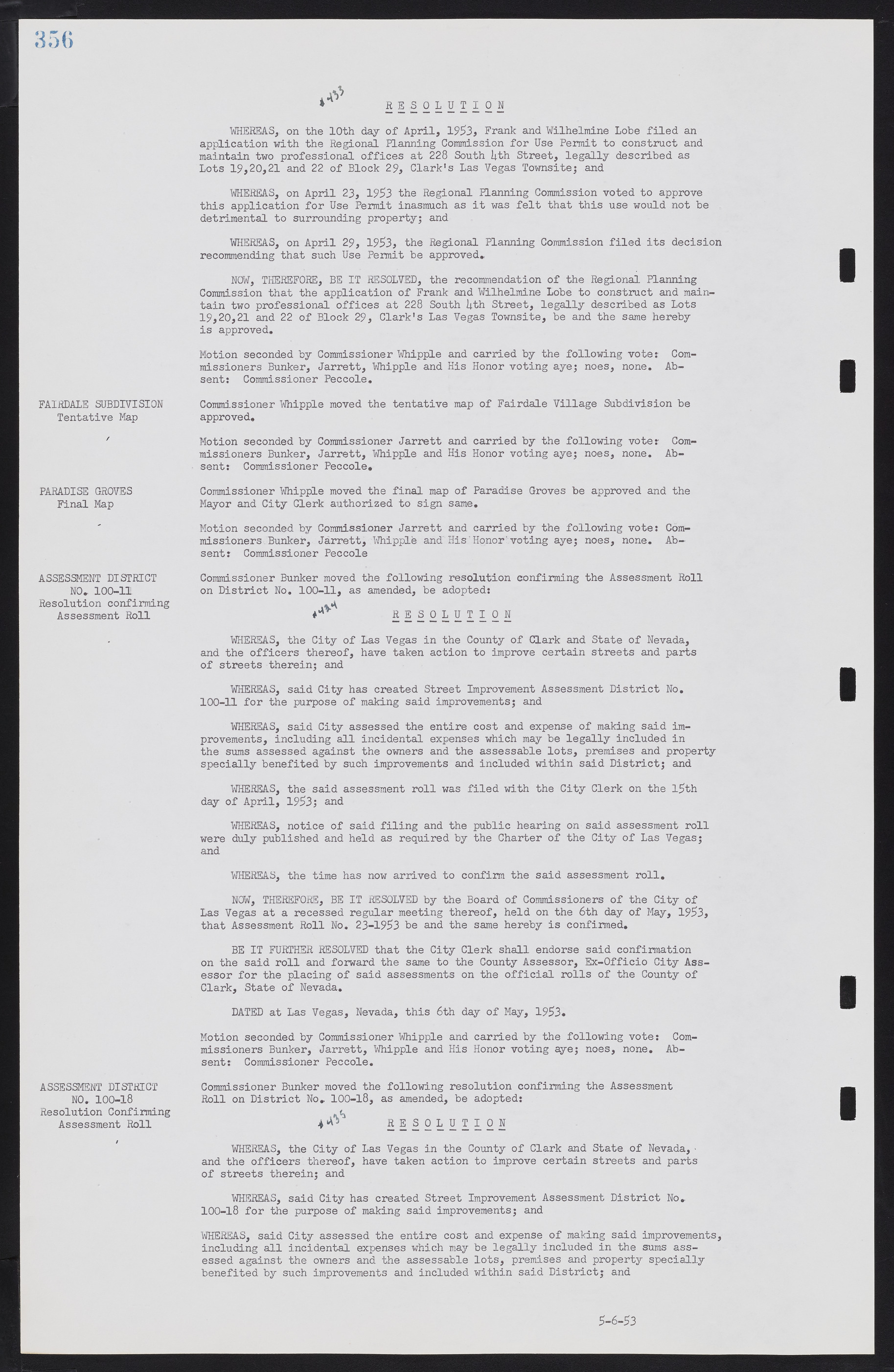 Las Vegas City Commission Minutes, May 26, 1952 to February 17, 1954, lvc000008-384