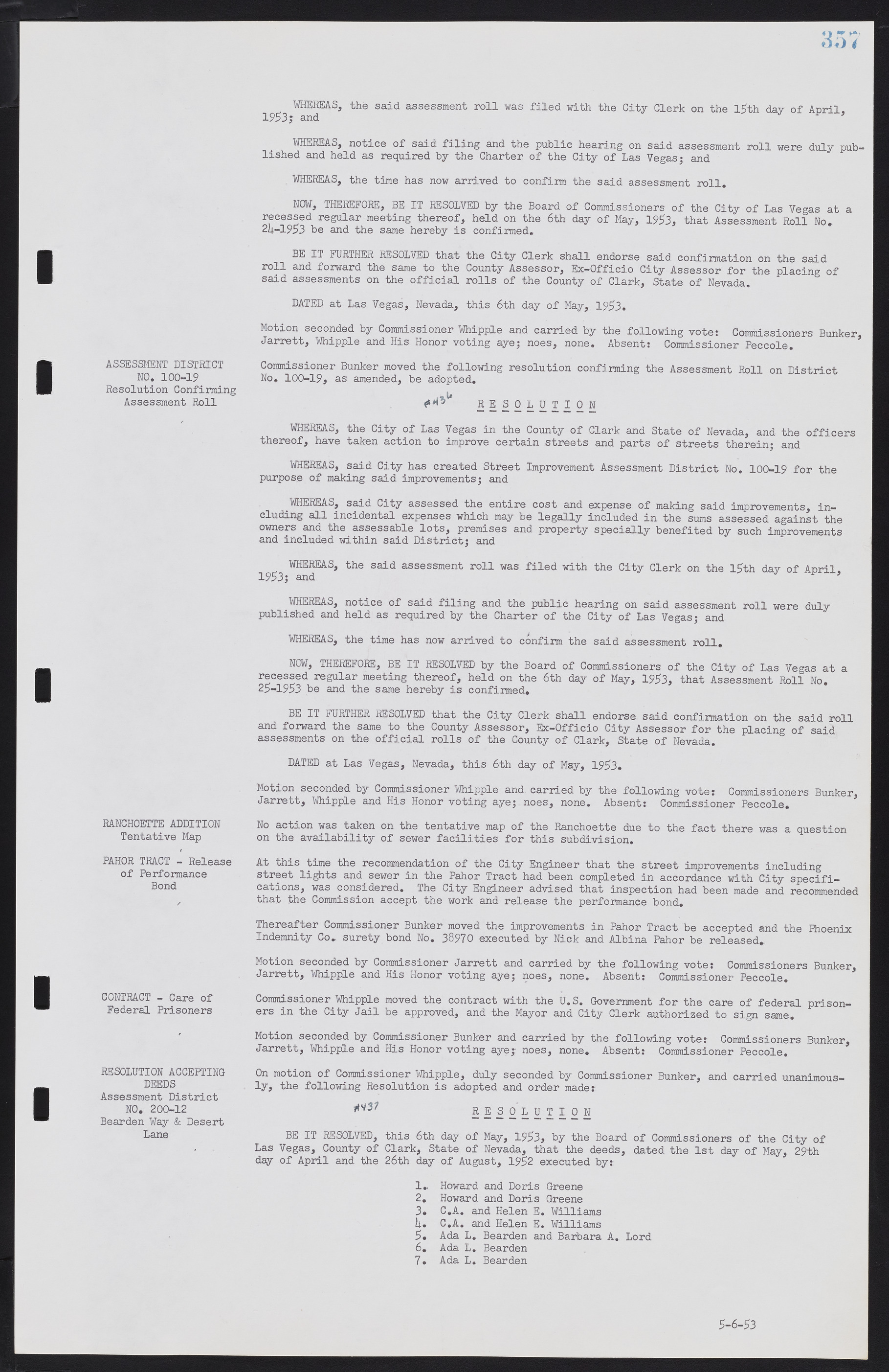 Las Vegas City Commission Minutes, May 26, 1952 to February 17, 1954, lvc000008-385