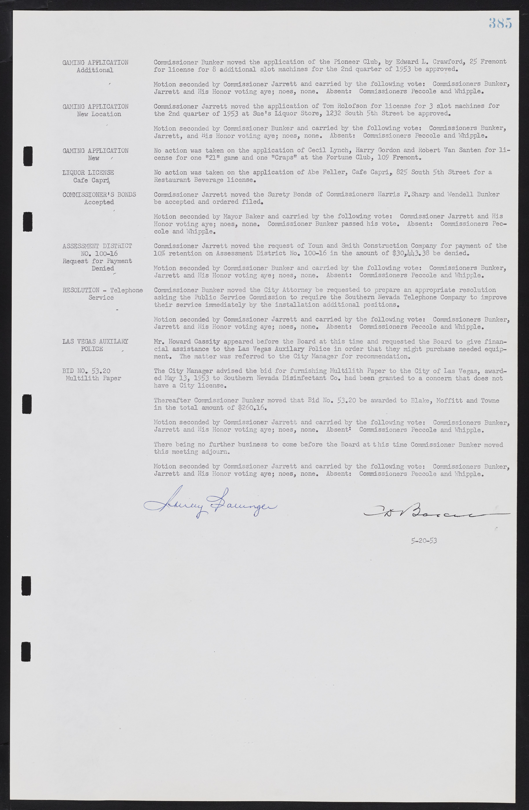 Las Vegas City Commission Minutes, May 26, 1952 to February 17, 1954, lvc000008-413