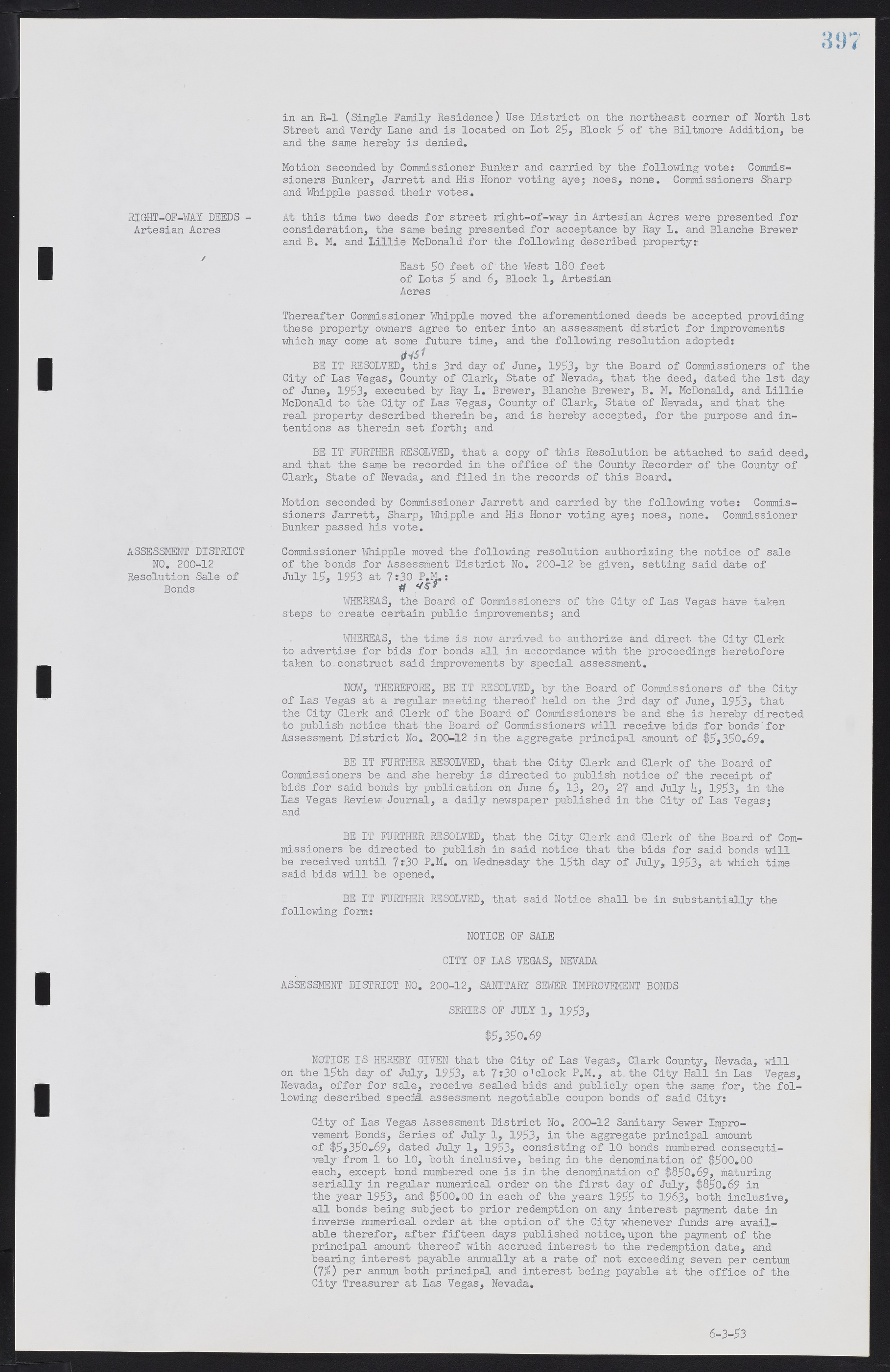 Las Vegas City Commission Minutes, May 26, 1952 to February 17, 1954, lvc000008-425